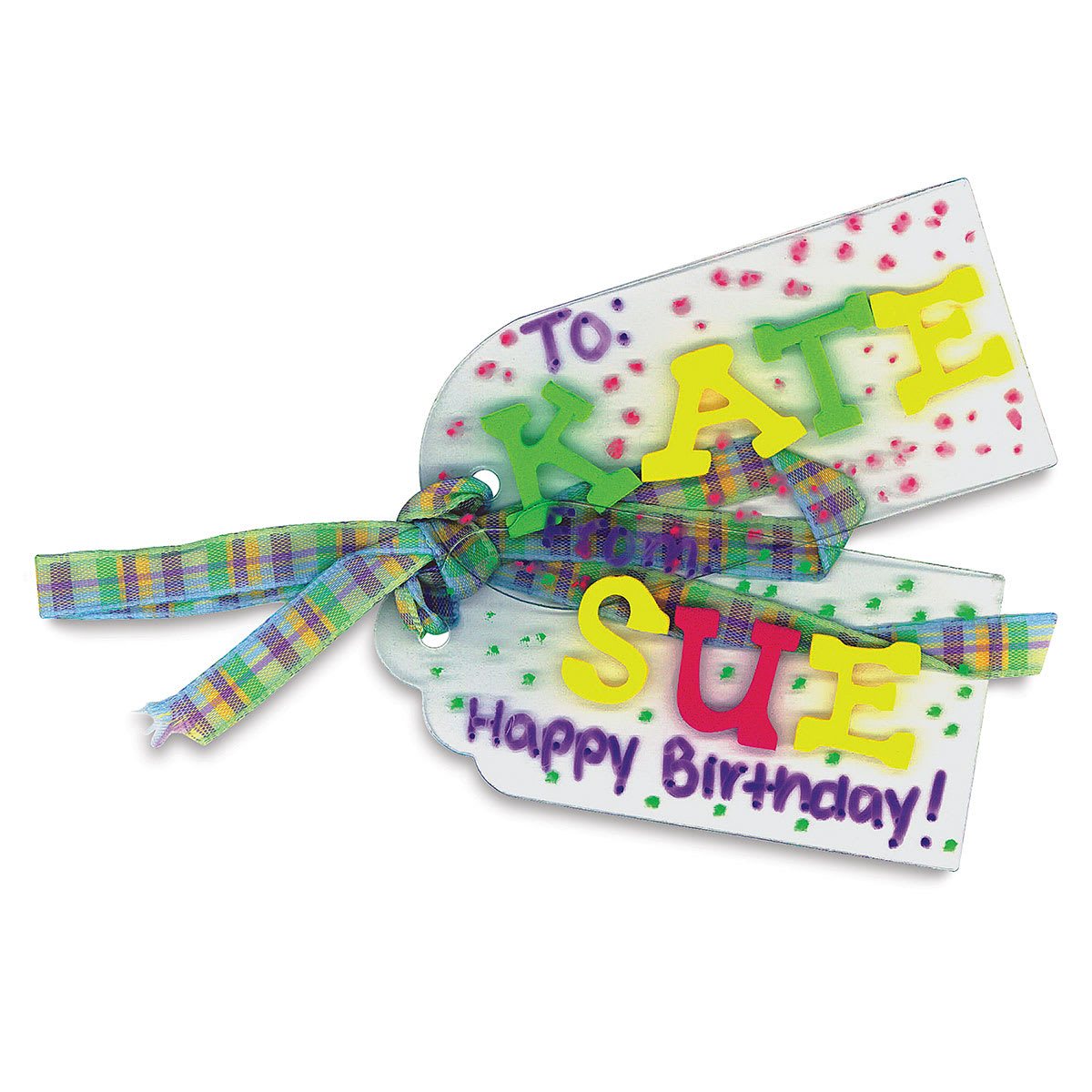 Grafix Craft Plastic - Finished and decorated Plastic gift tags
