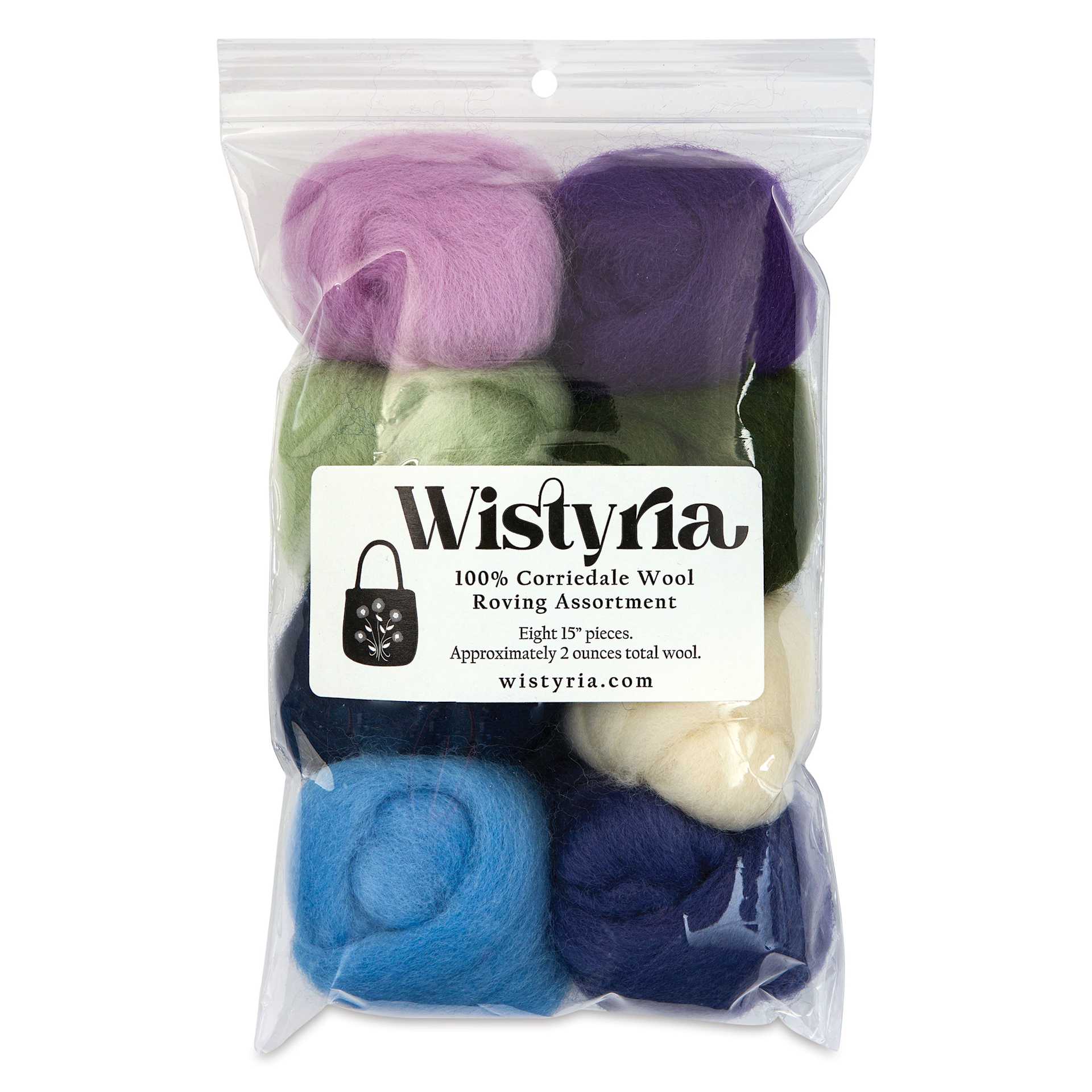 Wistyria Editions 100% Wool Roving - Hydrangeas, Pkg of 8 - front of packaging