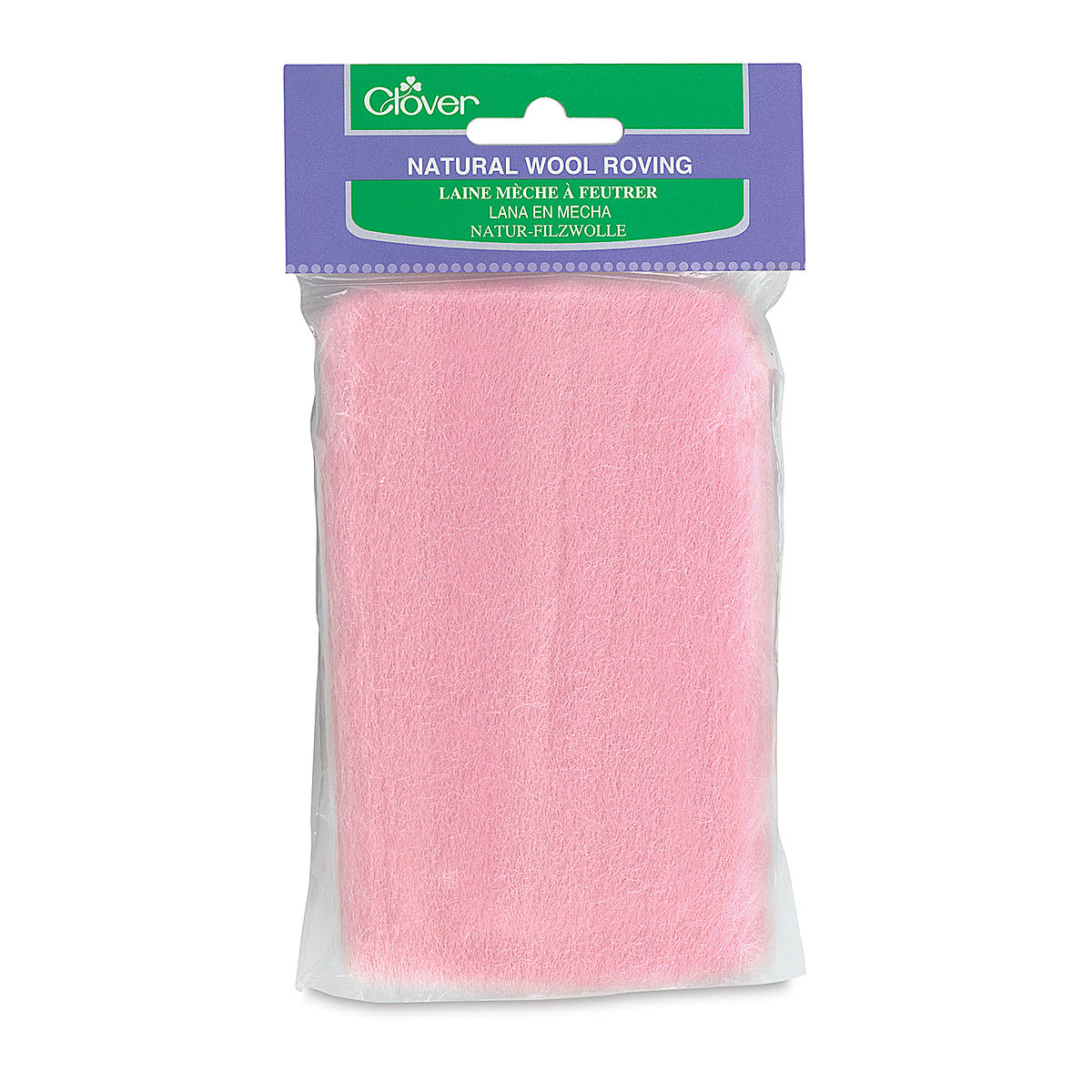 Clover Natural Wool Roving - Front of package of Pink Color Roving