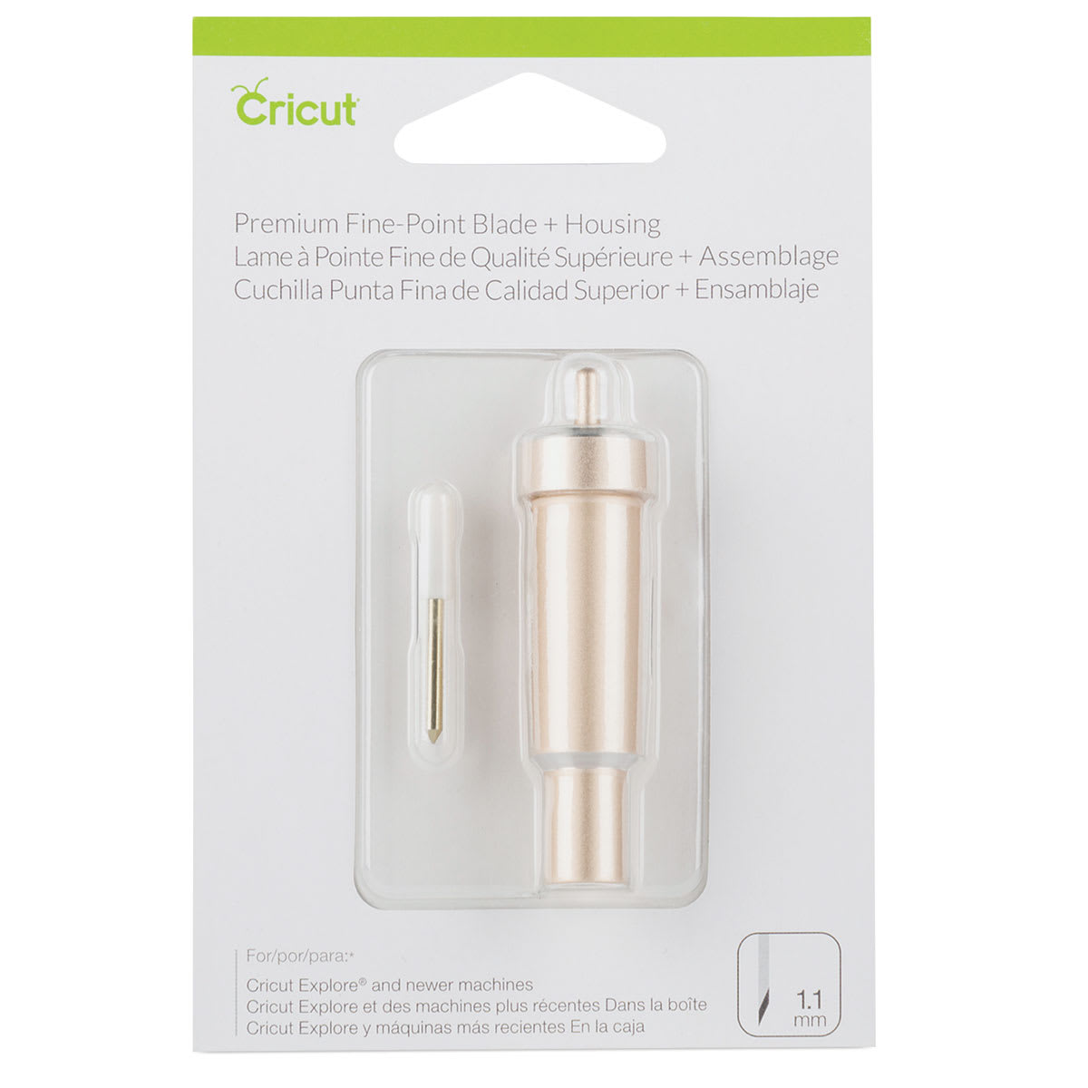 Cricut Blade - Front of blister package of Premium Fine Point Blade with Housing 