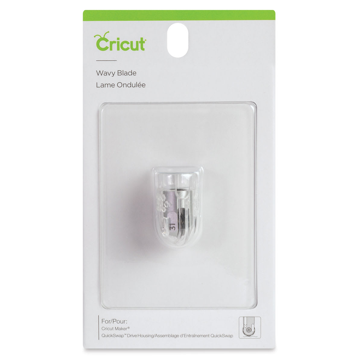 Cricut Blade - Front of blister package of Wavy Blade Tip 
