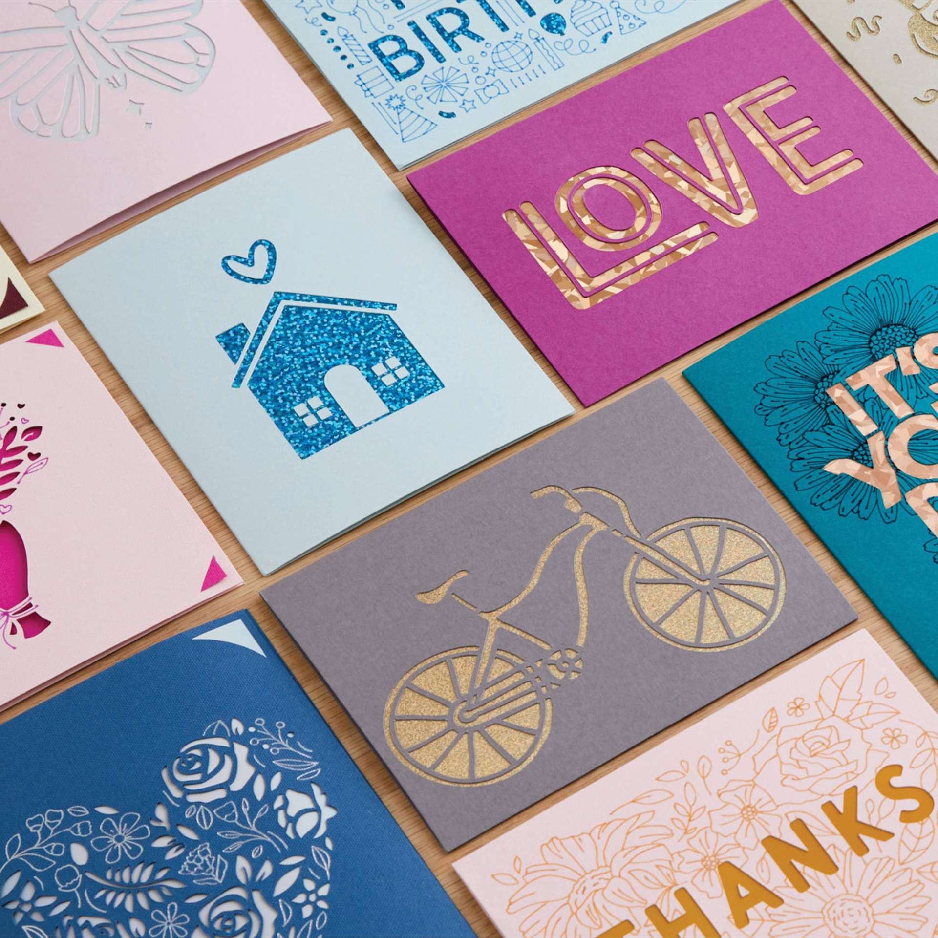 Cricut Card Mat, samples of finished printed cards.
