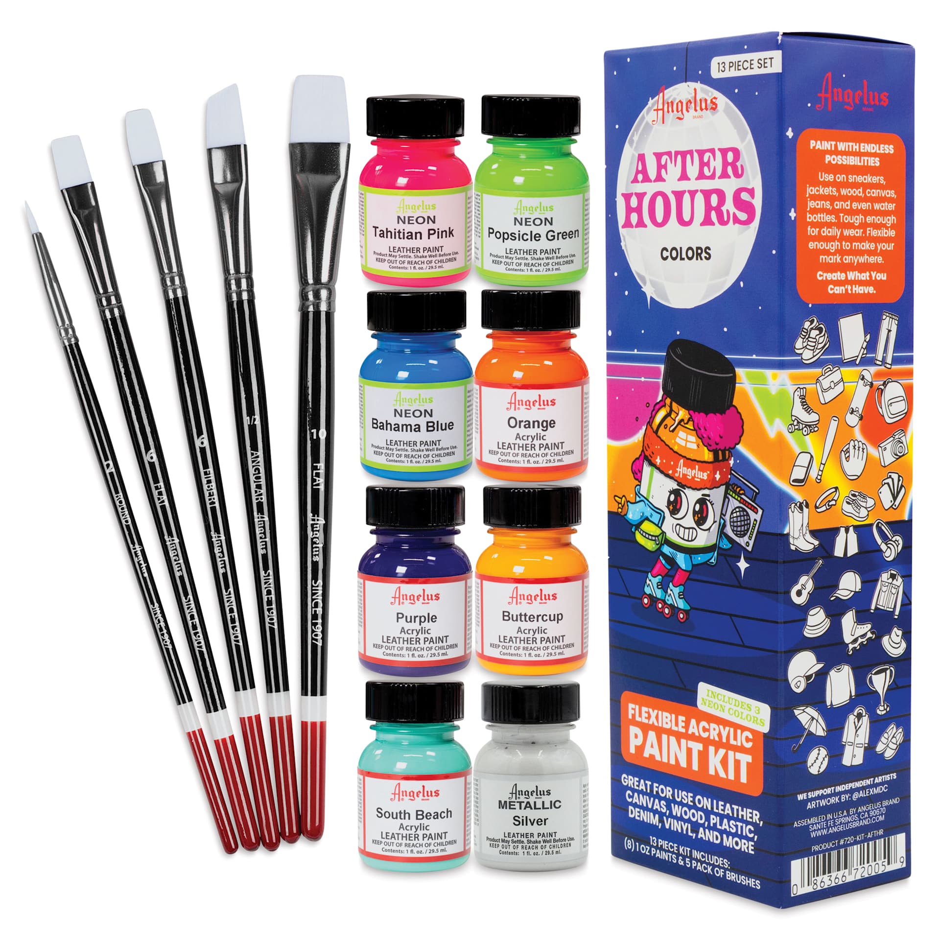Angelus Acrylic Leather Paints - After Hours Kit, 1 oz