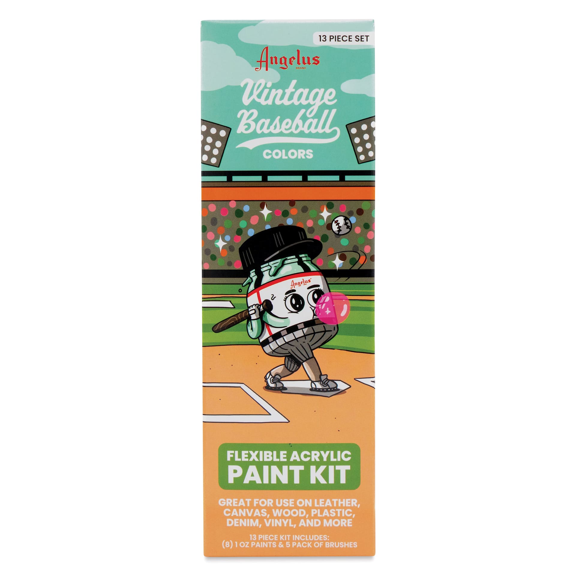 Angelus Acrylic Leather Paints - Vintage Baseball Kit, 1 oz front of packaging