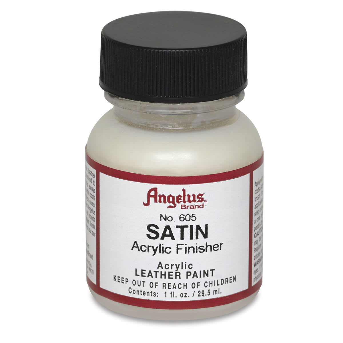 Angelus Leather Acrylic Finisher - front of Satin Finish bottle shown Angelus Leather Acrylic Finisher - front of Satin Finish bottle shown