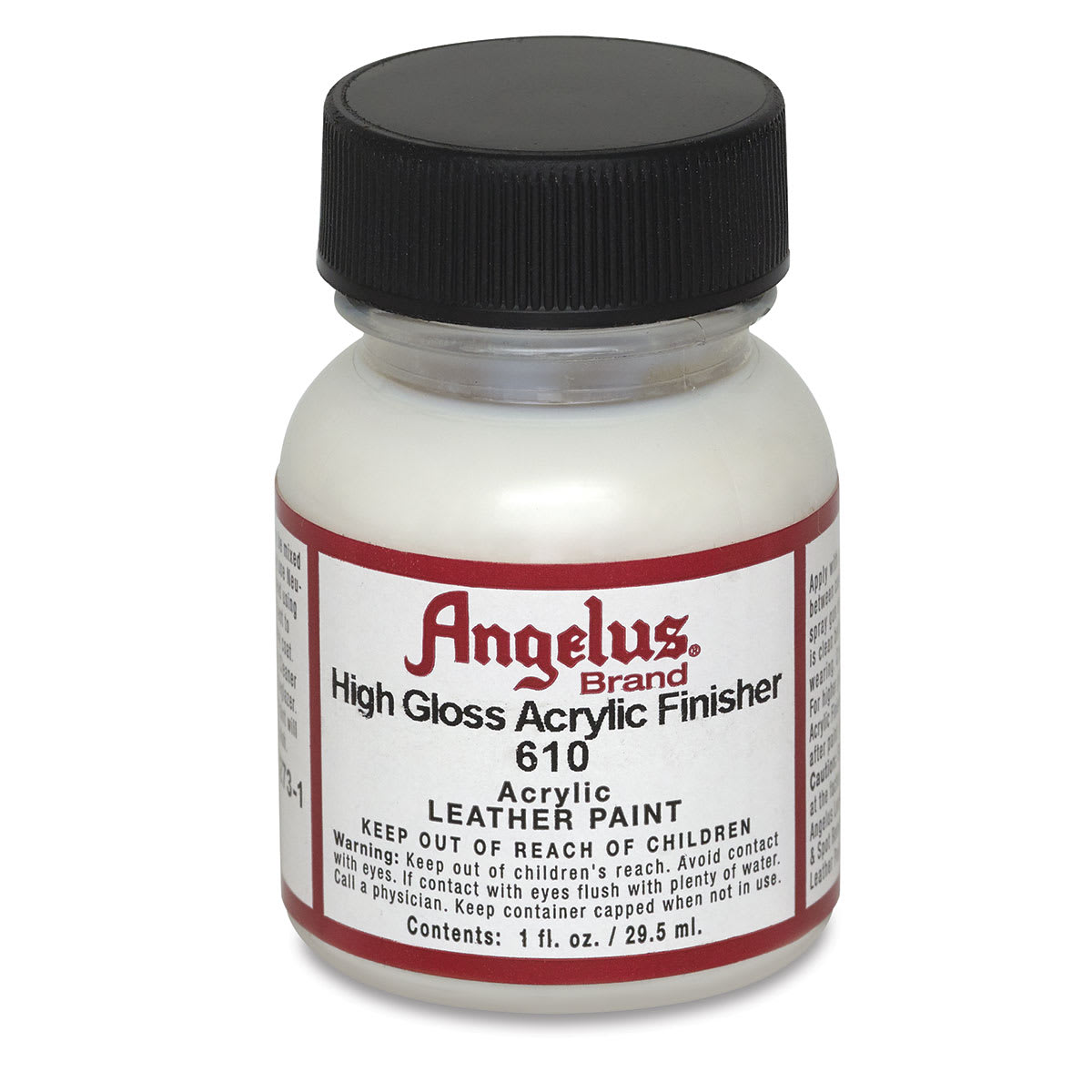 Angelus Leather Acrylic Finisher - front of High Gloss Finish bottle shown Angelus Leather Acrylic Finisher - front of High Gloss Finish bottle shown
