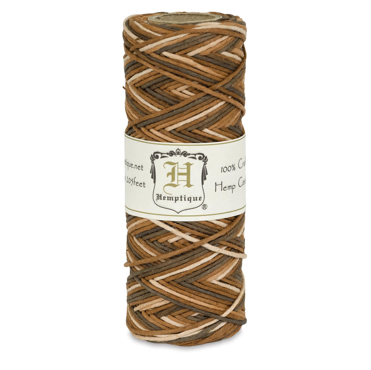 Hemptique Hemp Cord Spools - Front of single Variegated Earthy spool of Hemp cord