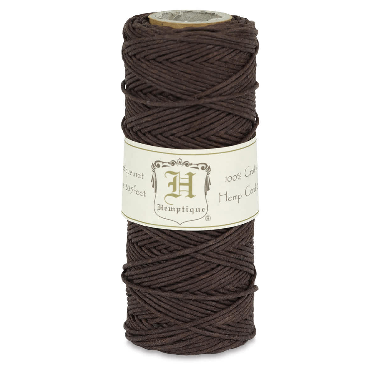 Hemptique Hemp Cord Spools - Front of single Dark Brown spool of Hemp cord