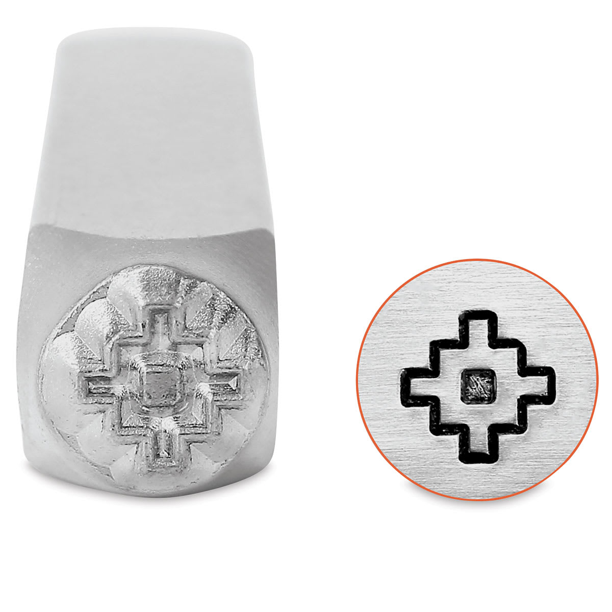 ImpressArt Design Stamps - Front view of Chacana Stamp with example of impression