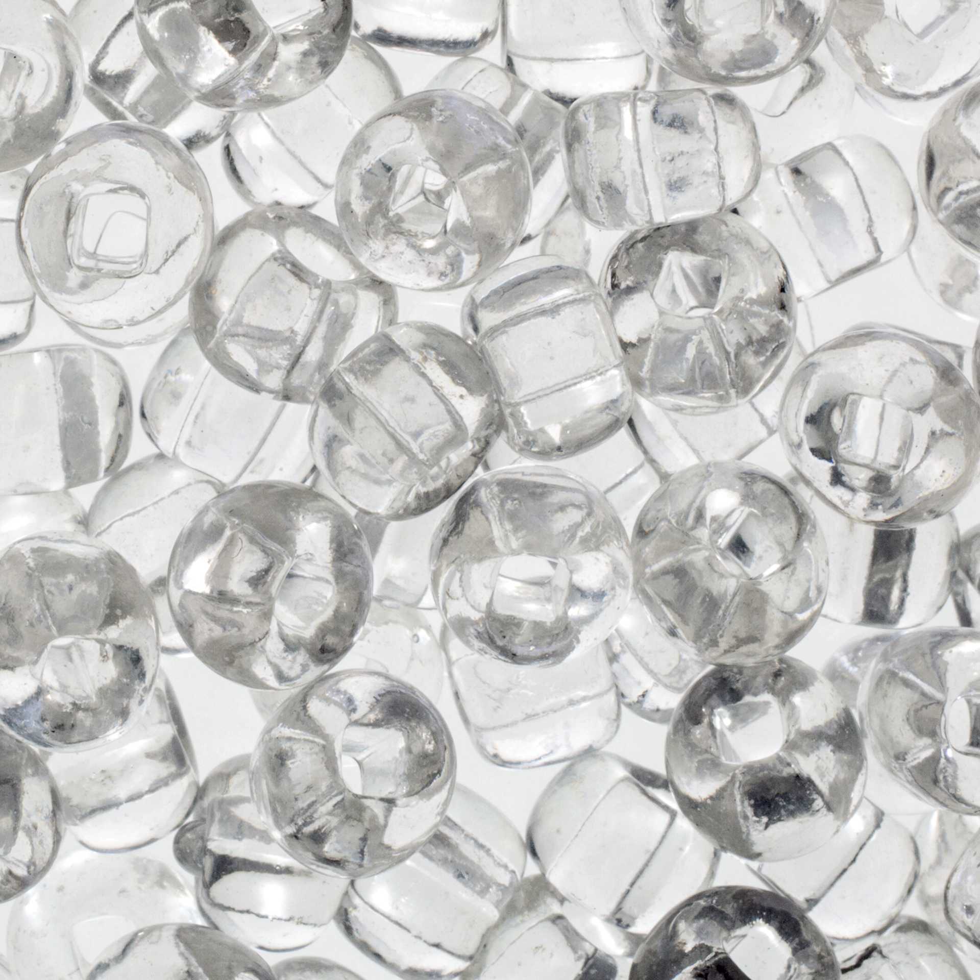 John Bead Czech Seed Beads - Crystal, Transparent, Square Hole, 32/0, 19 g - close-up