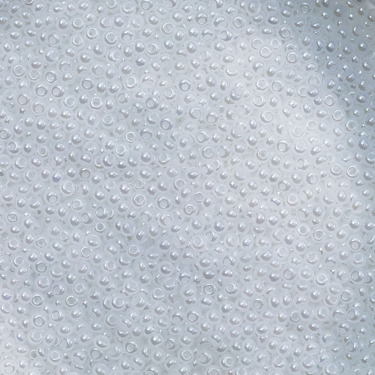 John Bead Czech Glass Seed Beads - Pearl White, 10/0, 22 g Vial close up