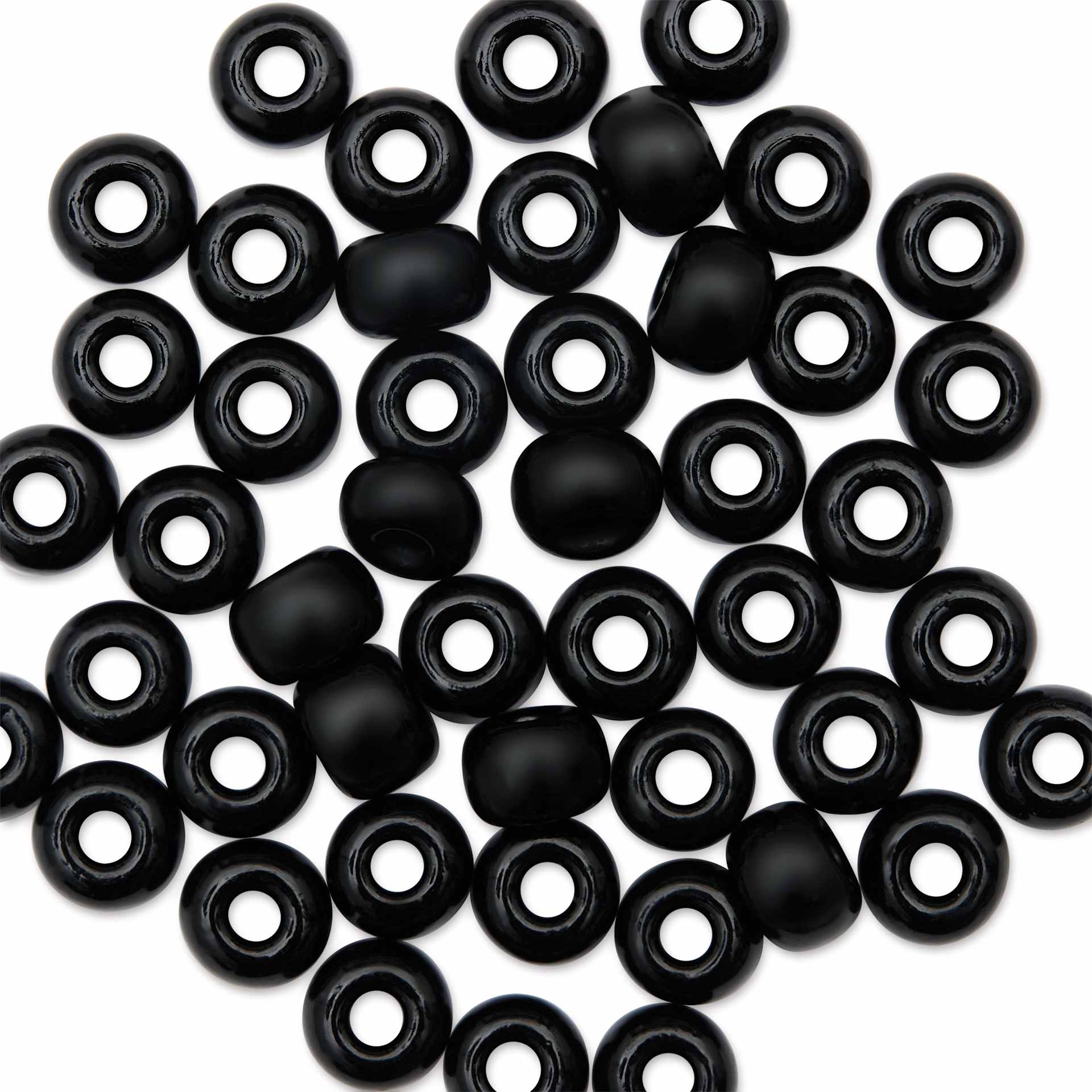 John Bead Czech Seed Beads - Black, Opaque, 32/0, 19 g - close-up