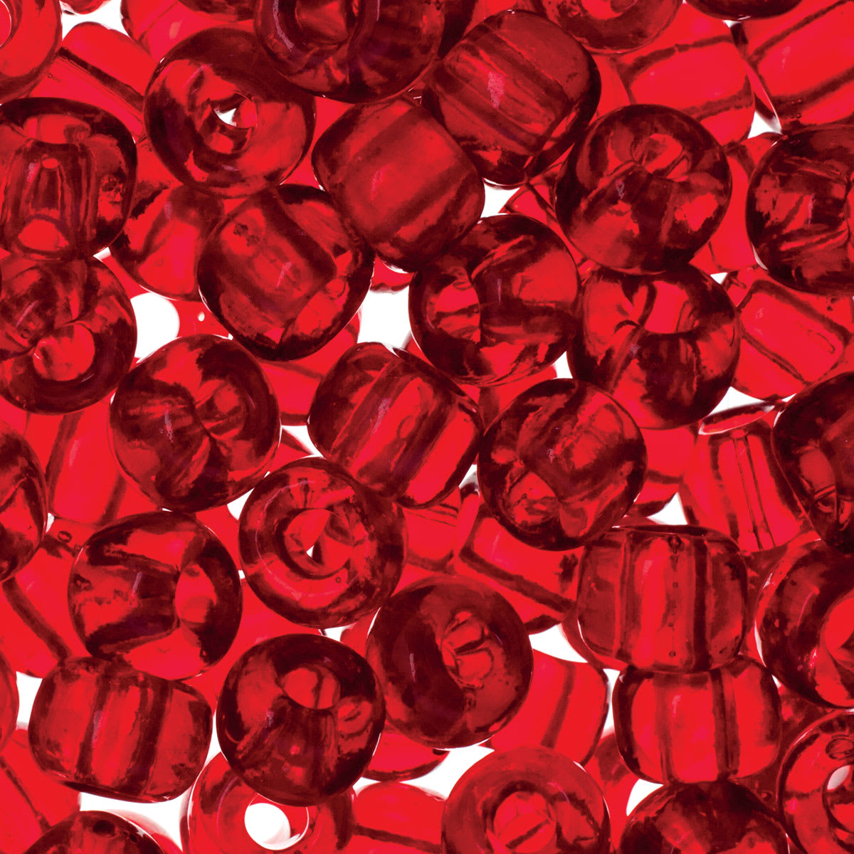 John Bead Czech Seed Beads - Red, Transparent, 32/0 - close-up