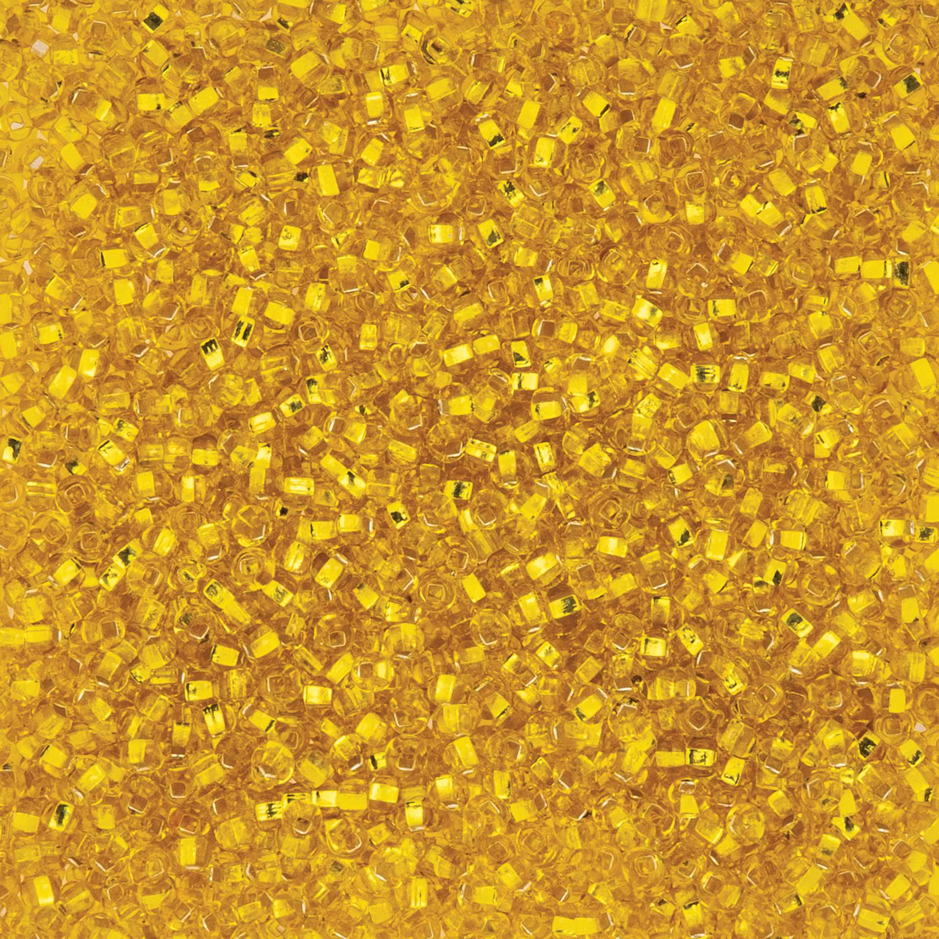 John Bead Czech Glass Seed Beads - Silver-Lined Yellow, 10/0, 22 g Vial close up