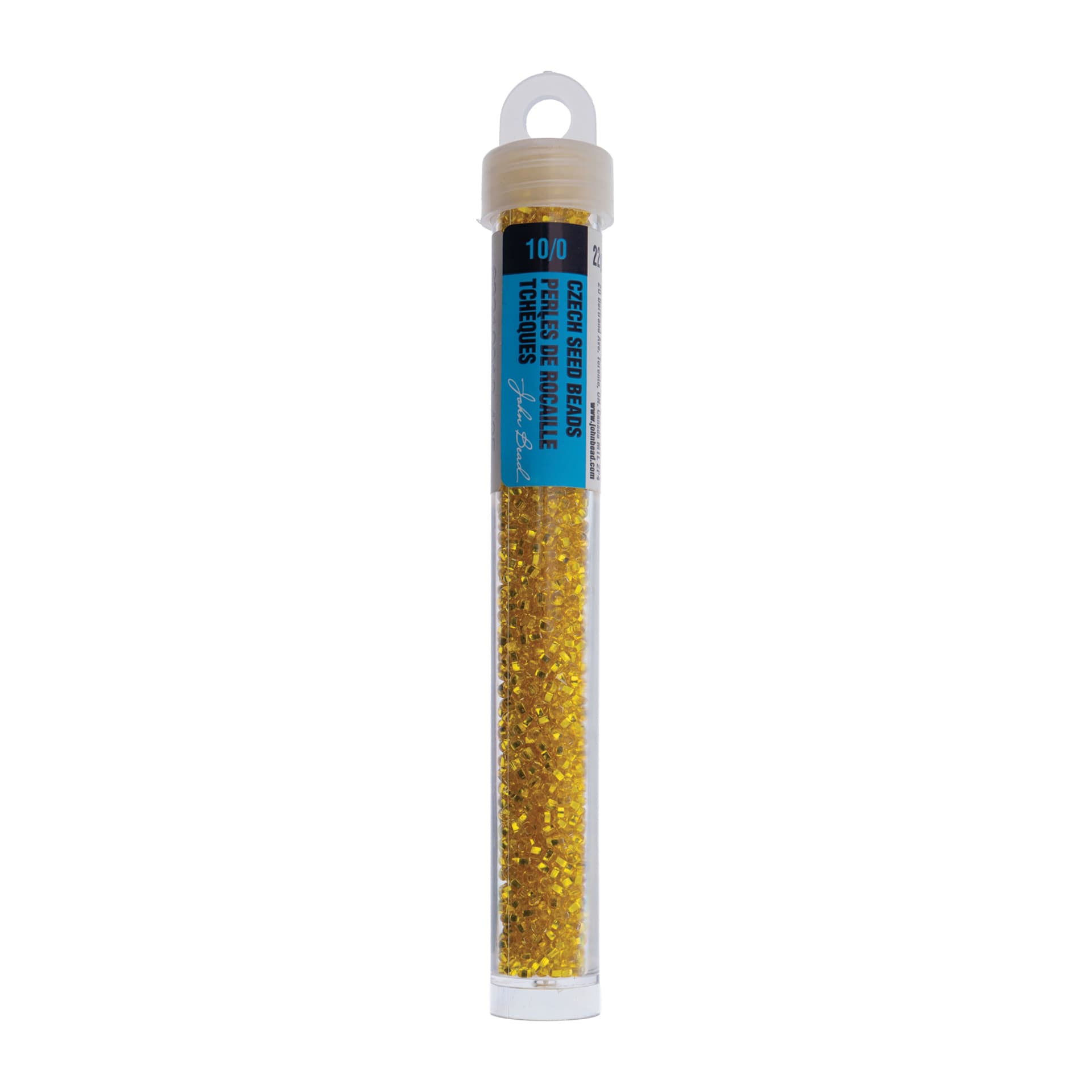 John Bead Czech Glass Seed Beads - Silver-Lined Yellow, 10/0, 22 g Vial