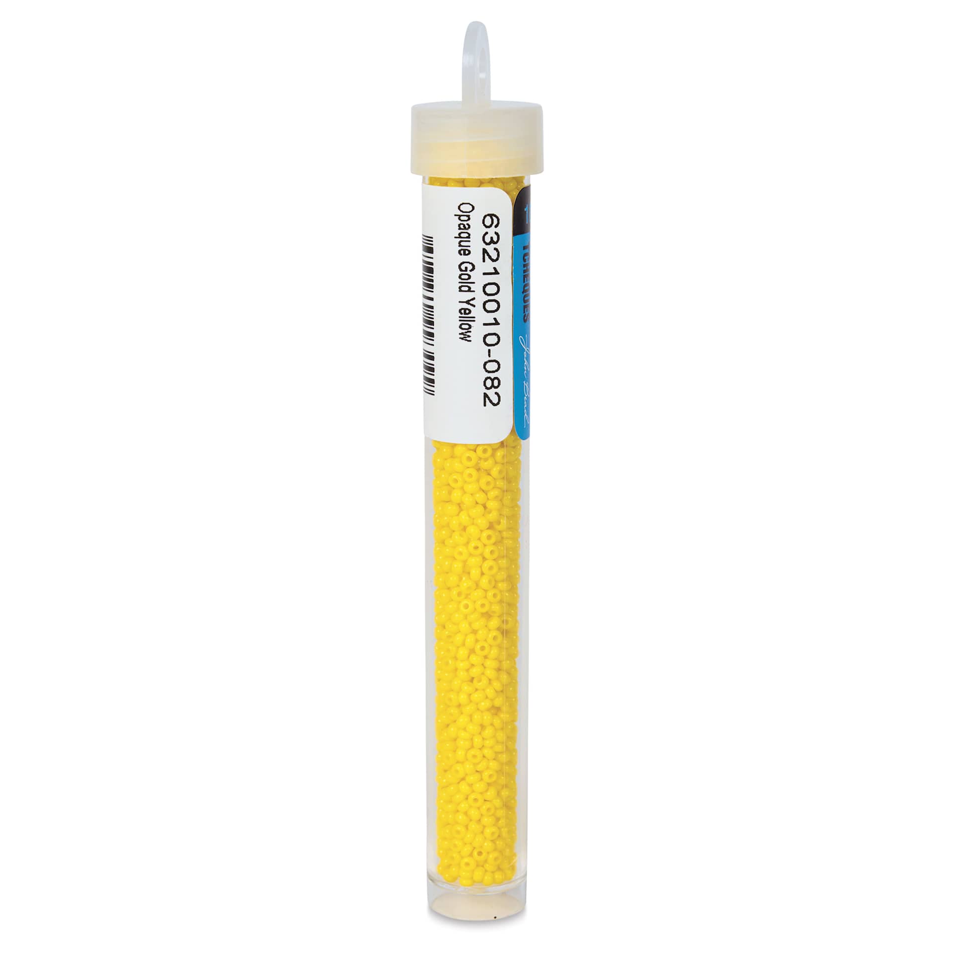 John Bead Czech Glass Seed Beads - Gold Yellow, Opaque, 10/0, 22 g Vial back view