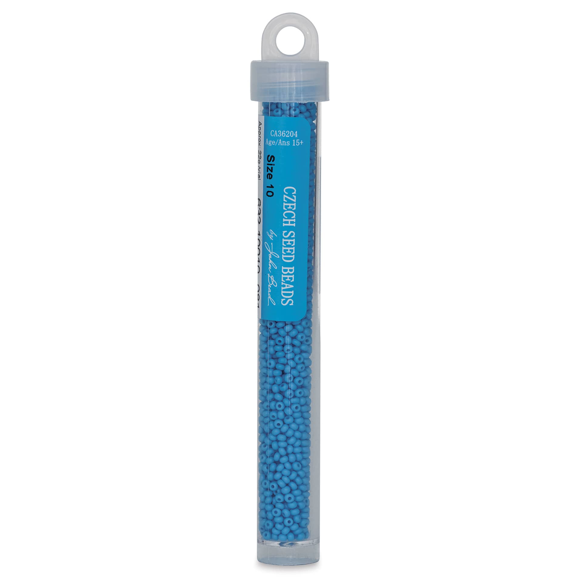 John Bead Czech Glass Seed Beads - Light Blue, 10/0, 22 g Vial