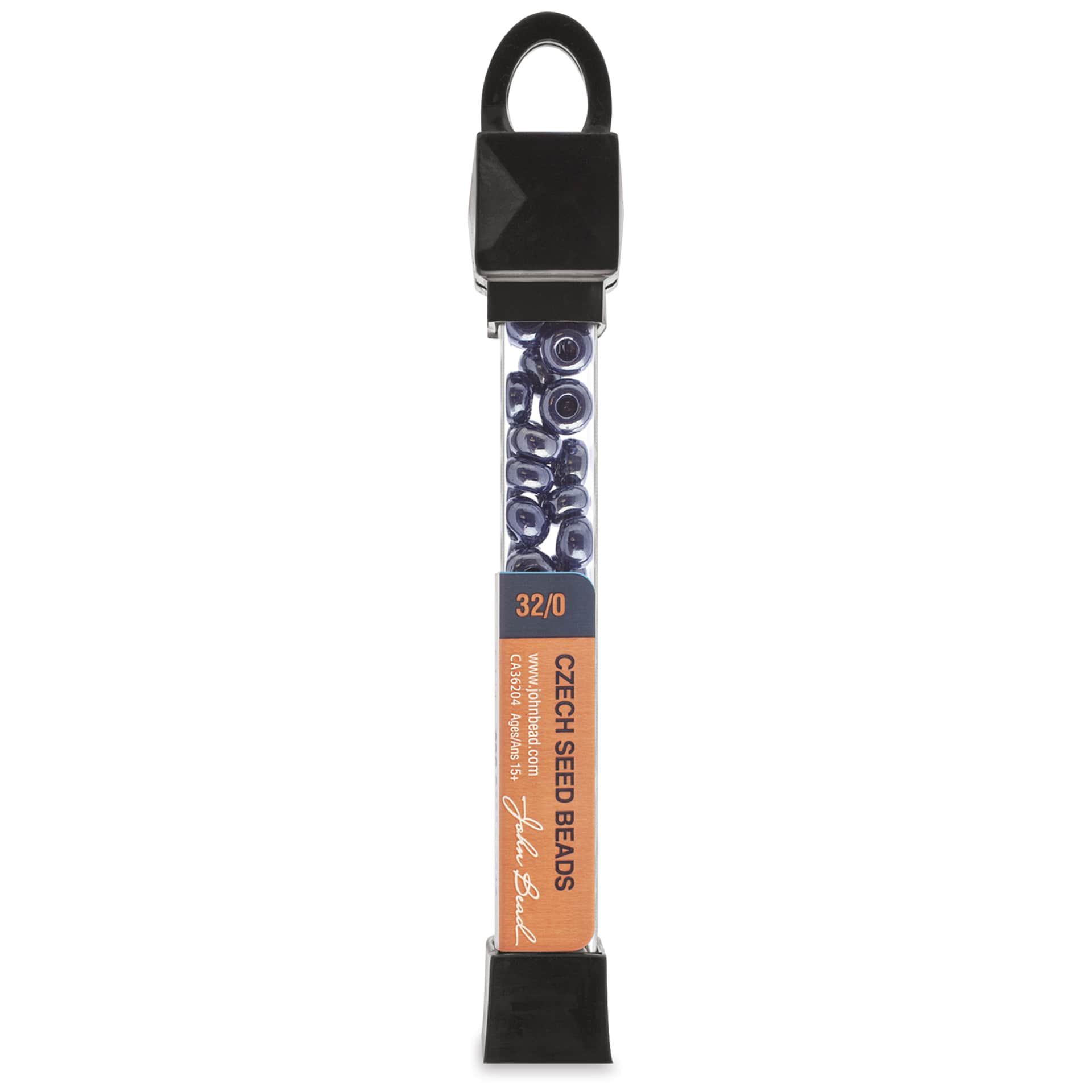 John Bead Czech Seed Beads - Dark Blue, Opaque Luster, 32/0, 19 g vial