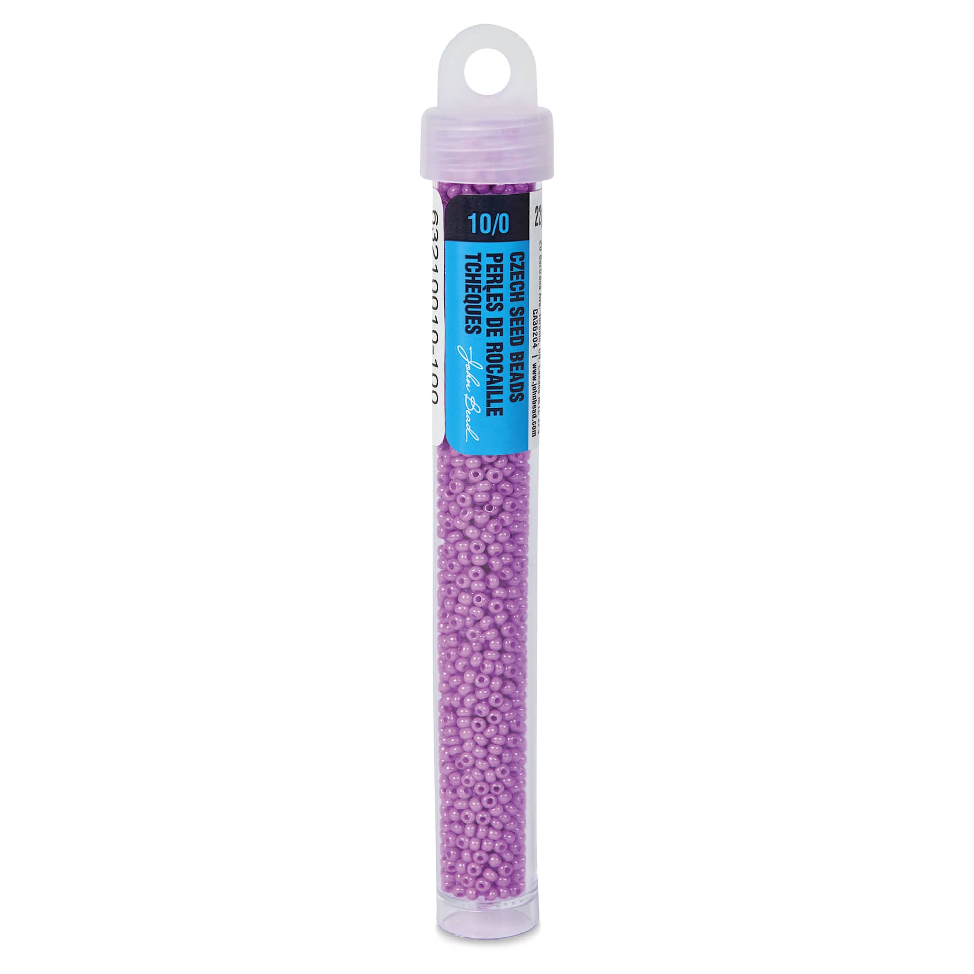 John Bead Czech Glass Seed Beads - Dyed Lilac, Opaque, 10/0, 22 g Vial