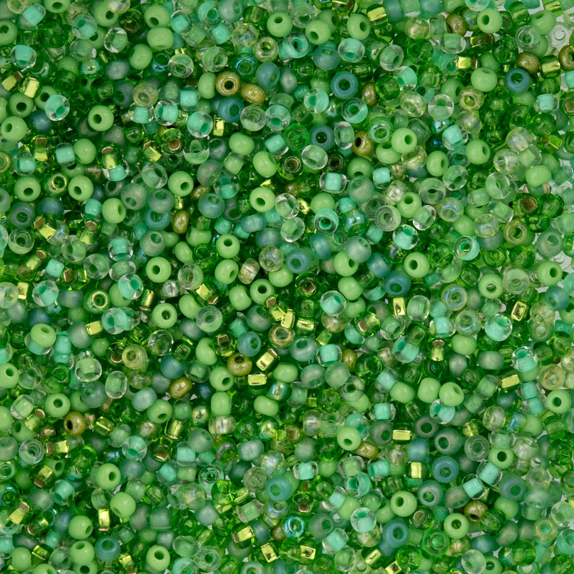 John Bead Czech Glass Seed Beads - Poison Ivy Mix 10/0, 22 g Vial close up