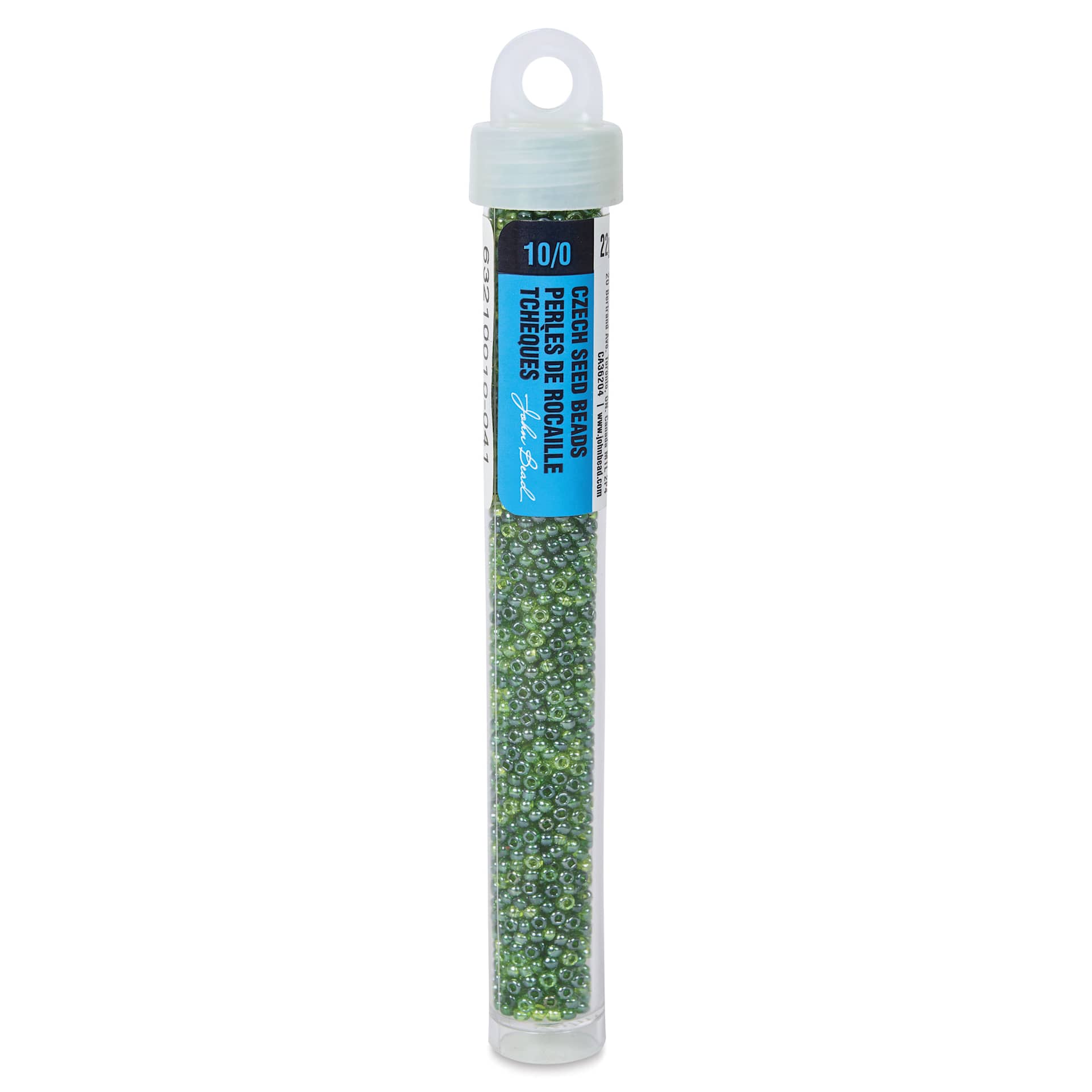 John Bead Czech Glass Seed Beads - Sea Green, Luster Mix, 10/0, 22 g Vial