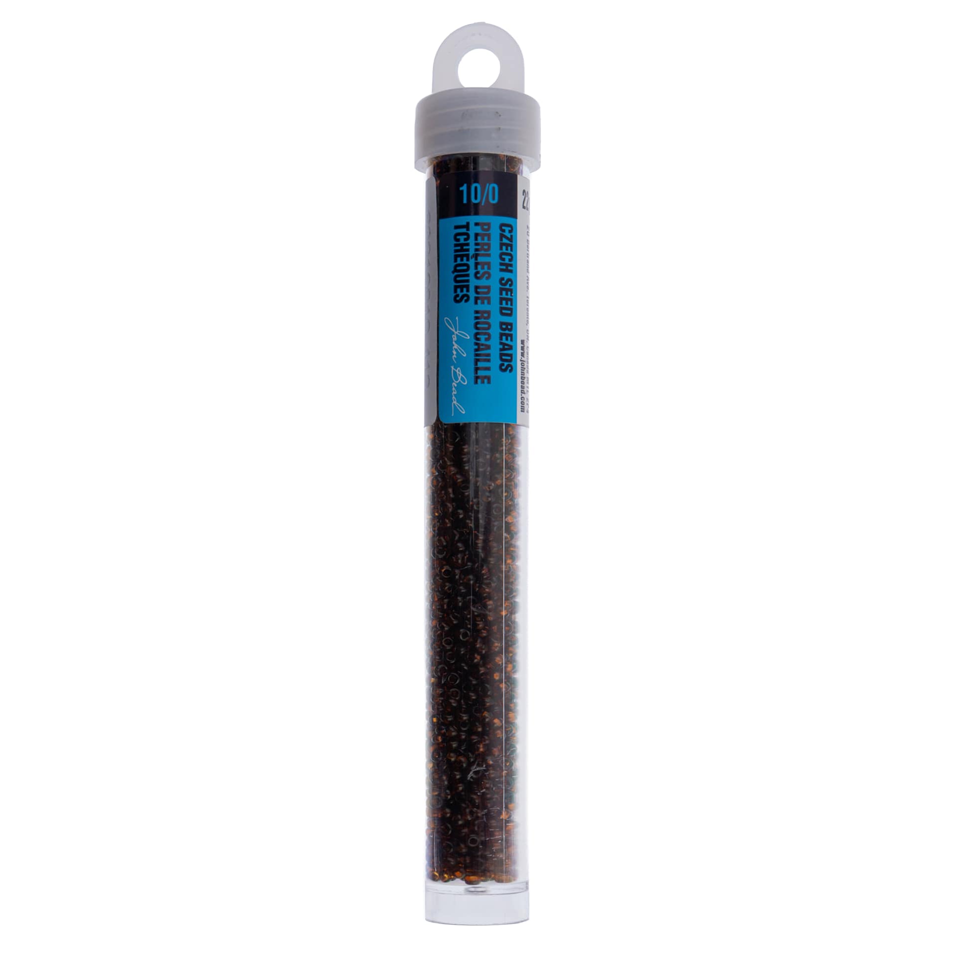 John Bead Czech Glass Seed Beads - Transparent Brown, 10/0, 22 g Vial