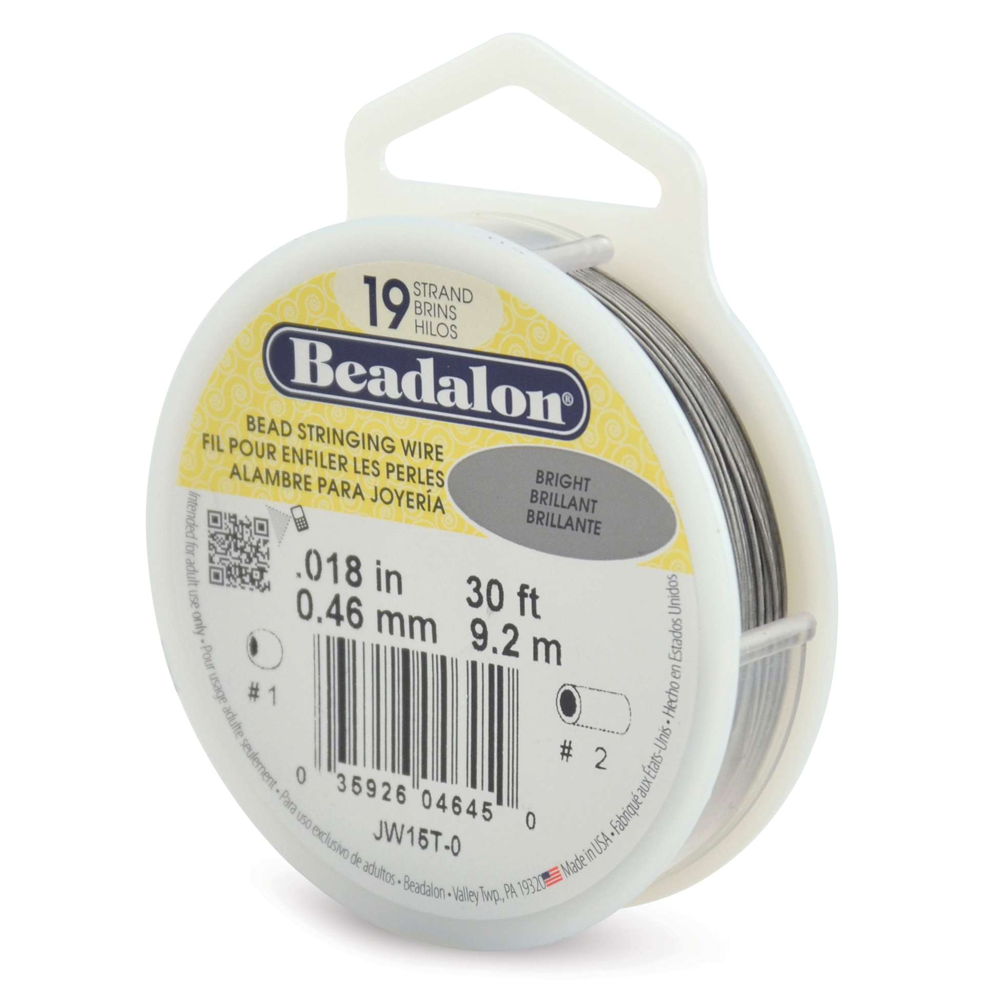 Beadalon 19 Strand Bead Stringing Wire - Bright, 0.018" x 30 ft.