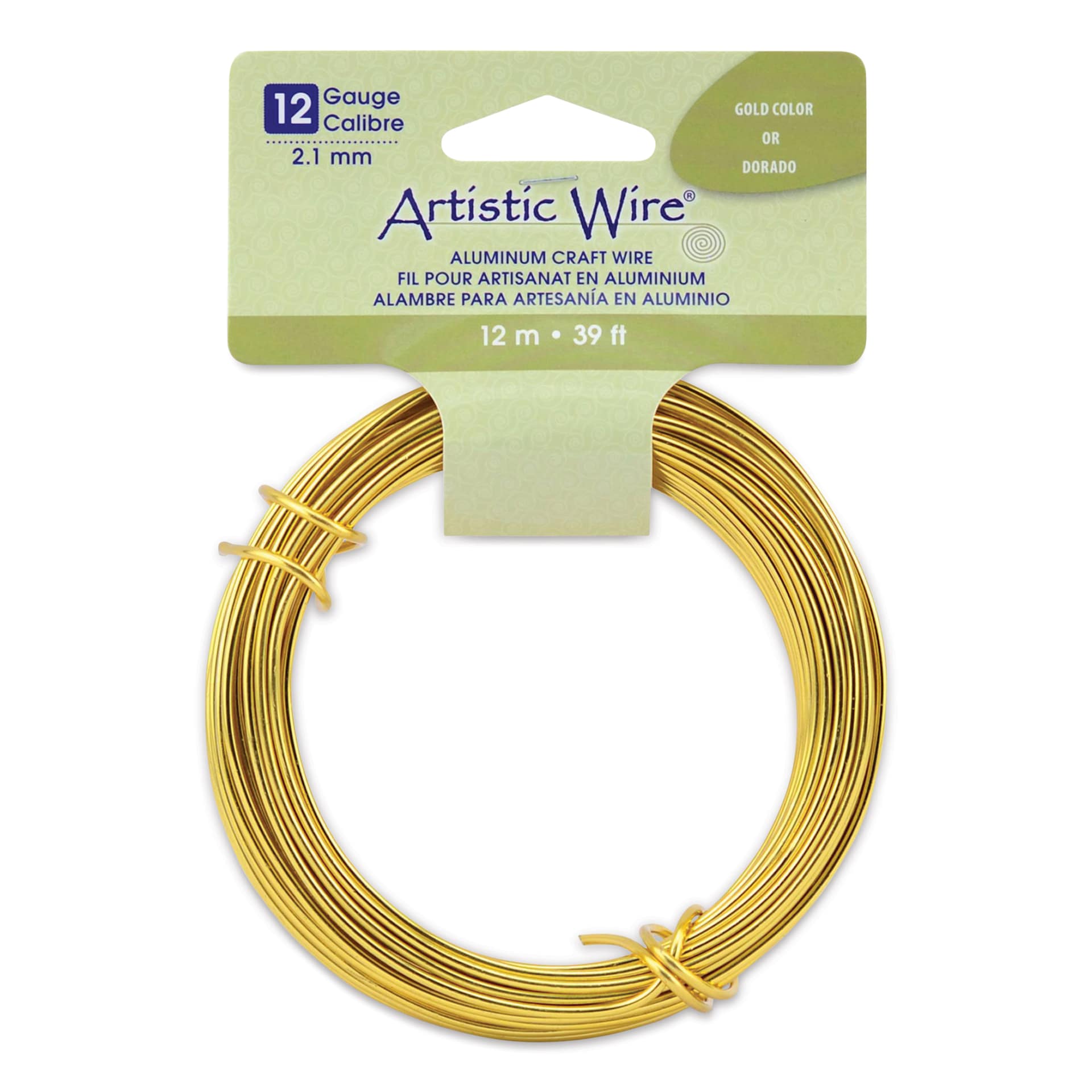 Beadalon Artistic Wire Aluminum Craft Wire - Gold, 12 Gauge, 39 ft