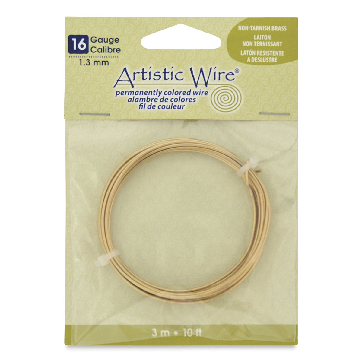 Artistic Wire Aluminum Craft Wire - Brass, Tarnish Reistant, 16 Gauge, 10 ft