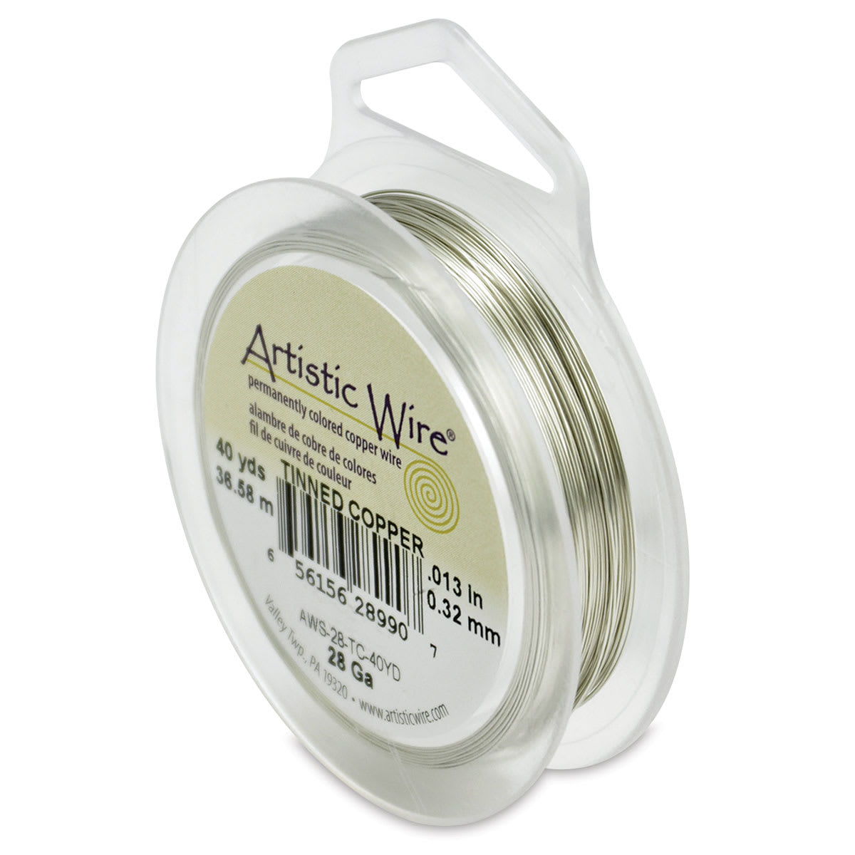 Artistic Wire Aluminum Craft Wire - Angle view of Tinned copper color wire on spool 
