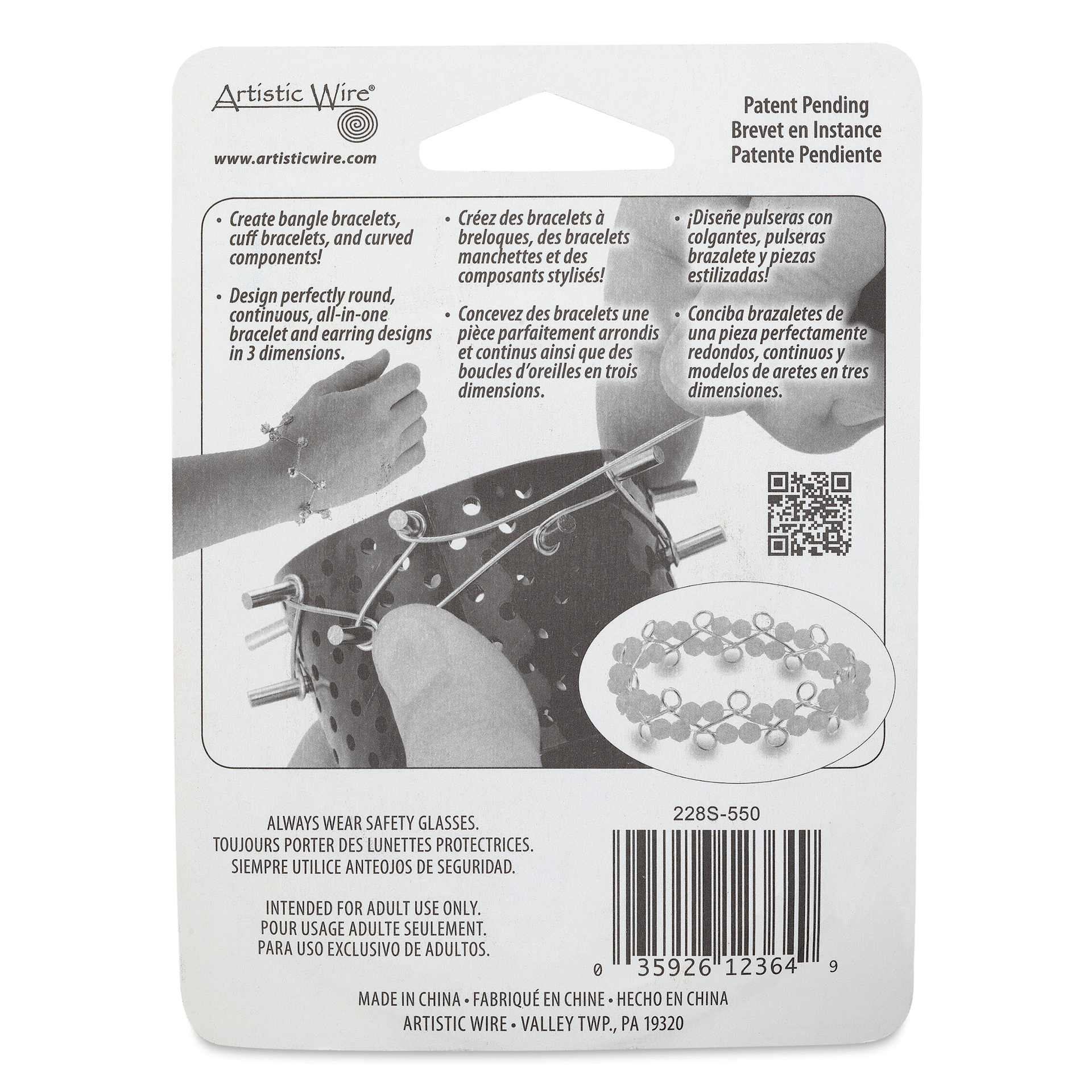 Artistic Wire 3D Bracelet Jig back of packaging