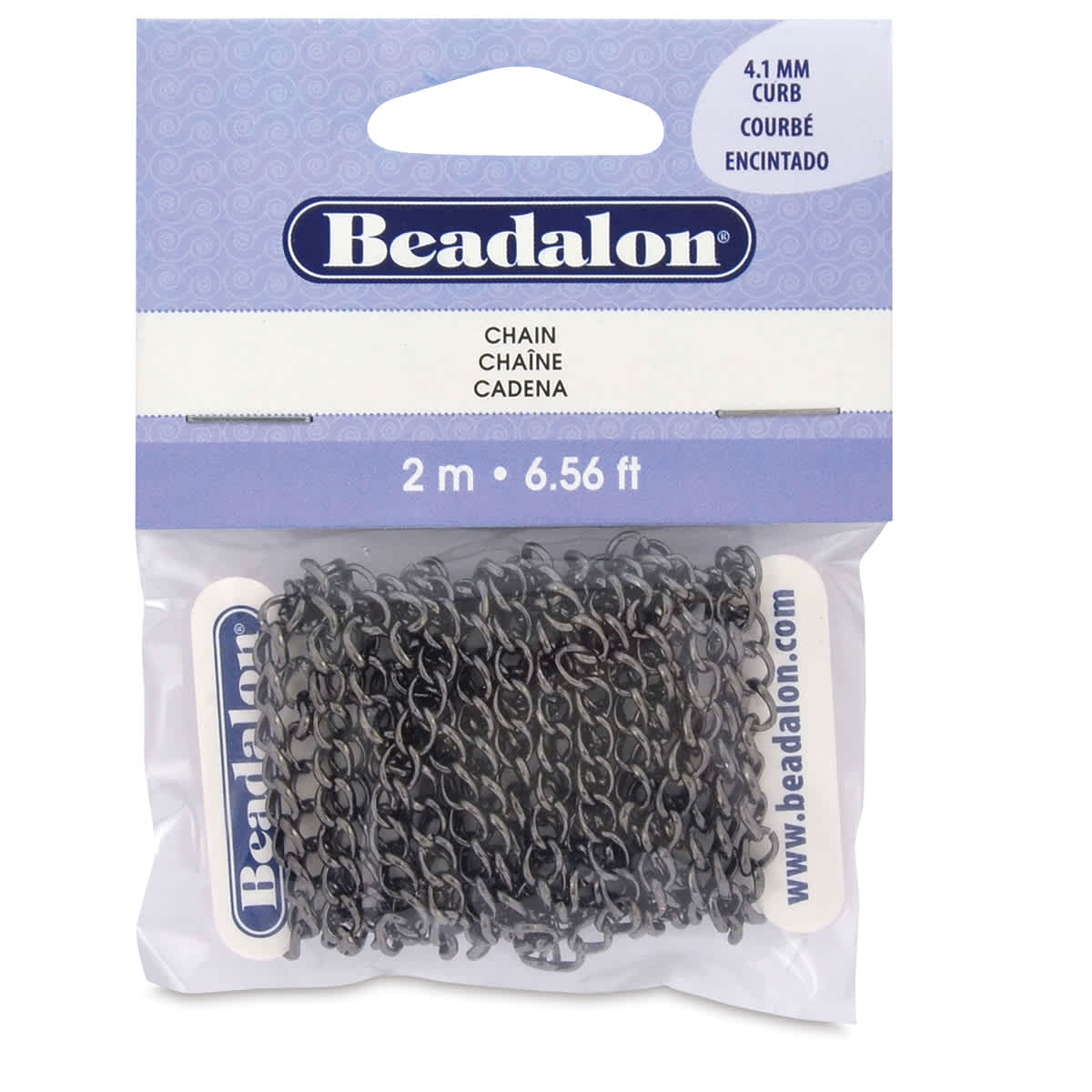 Beadalon Jewelry Chain - Front of Hematite Curb Chain package