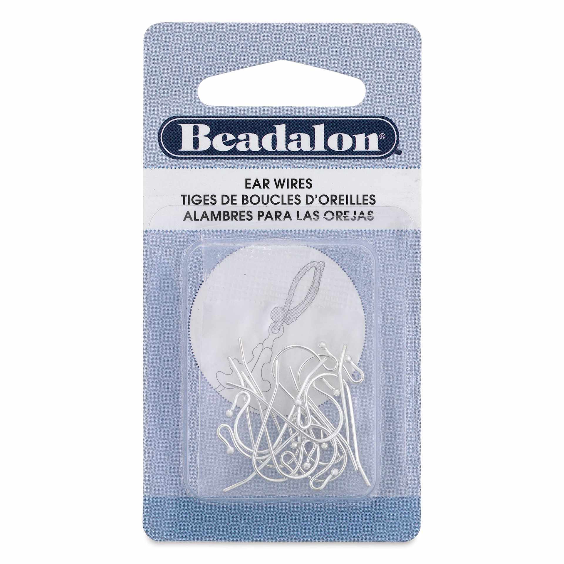 Beadalon Ear Wires - 1.5 mm, Classic, Ball, Silver Plated, Pkg of 12 front of packaging