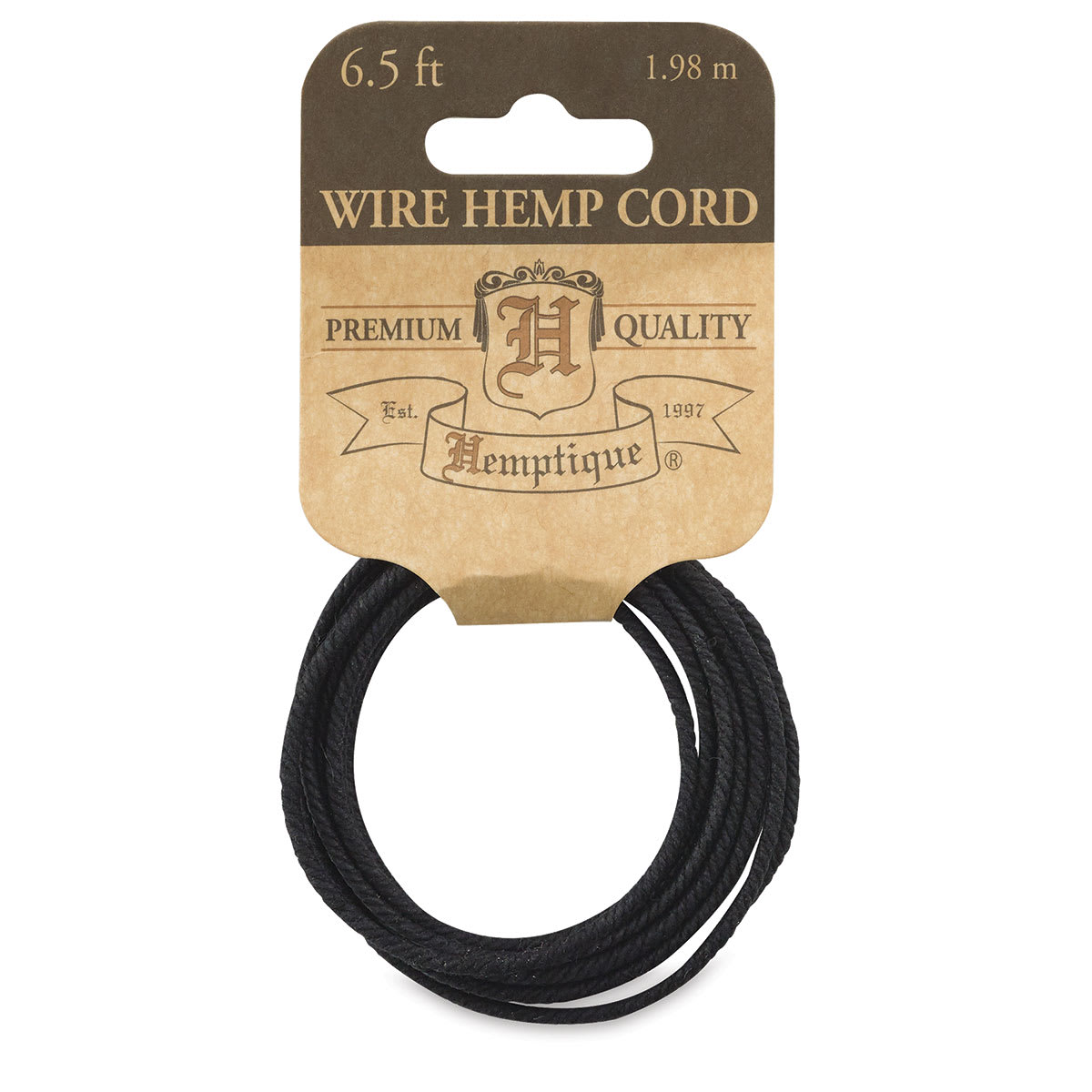 Hemptique Hemp Wire Cord - Black, 6.5 ft