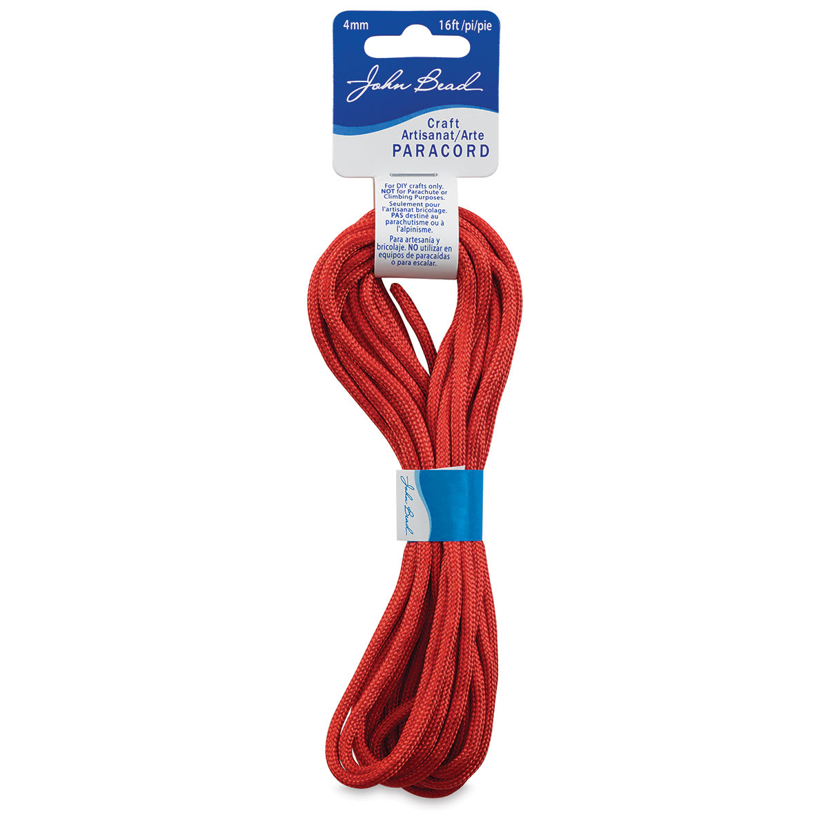 John Bead Craft Paracord - Red cord looped on hanging label