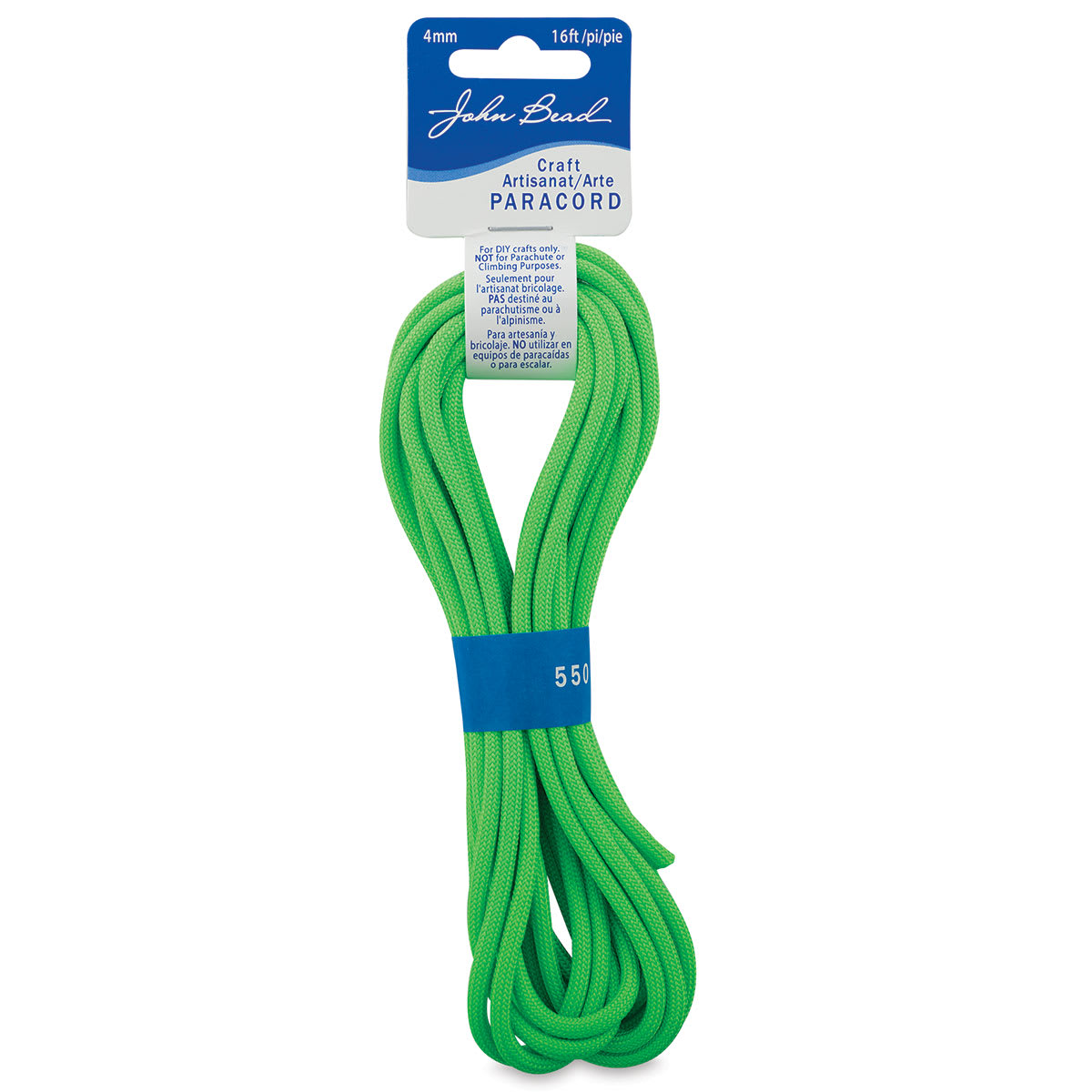 John Bead Craft Paracord - Green cord looped on hanging label