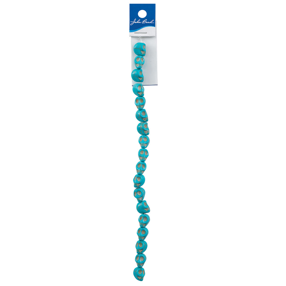 John Bead Semi-Precious Skull Beads - Strand of 10 mm Turquoise Skull Beads