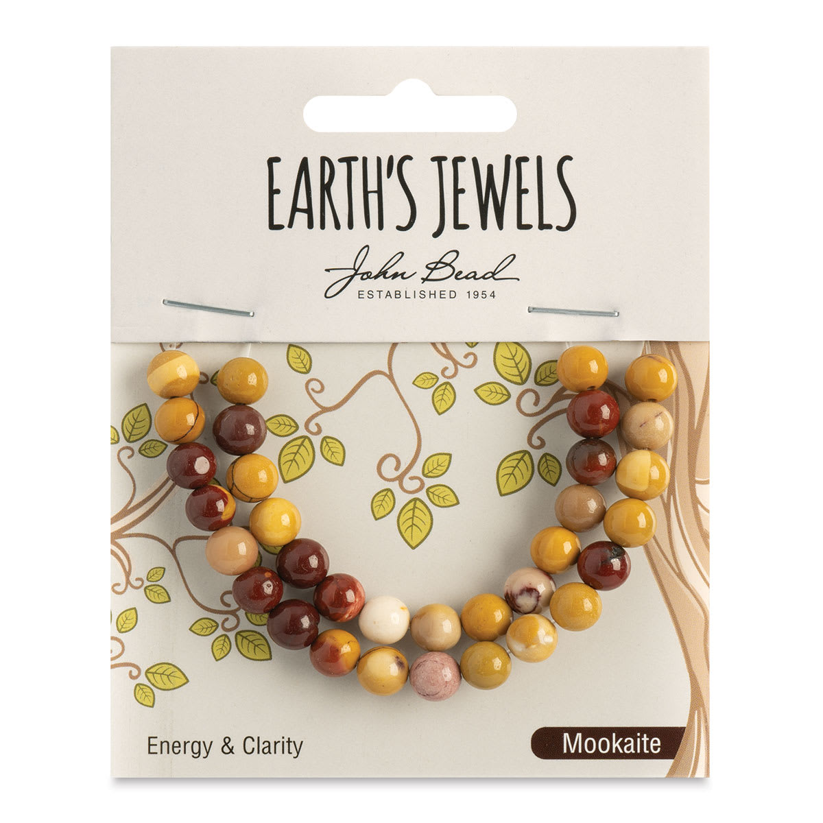 John Bead Earth’s Jewels Mookaite Beads - Round, Pkg of 33, 6 mm Dia. - front of packaging