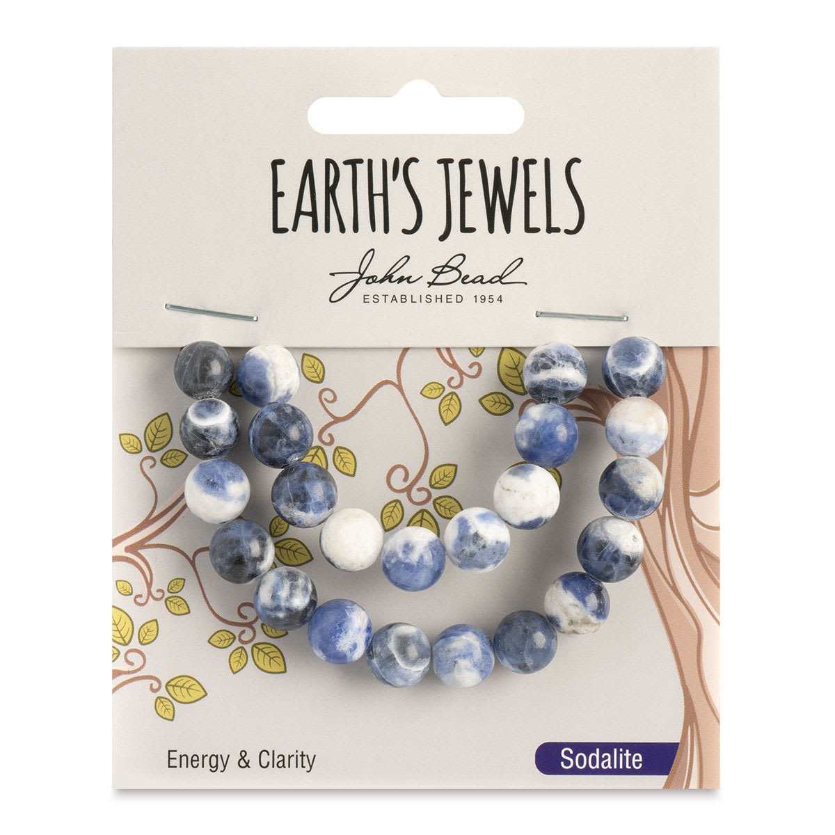 John Bead Earth's Jewels Sodalite Beads - Round, 8 mm, 23 beads - front of packaging