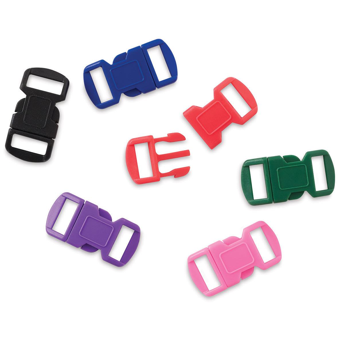 John Bead Craft Paracord Buckles - Set of 12 mm assorted color buckles with one detached

