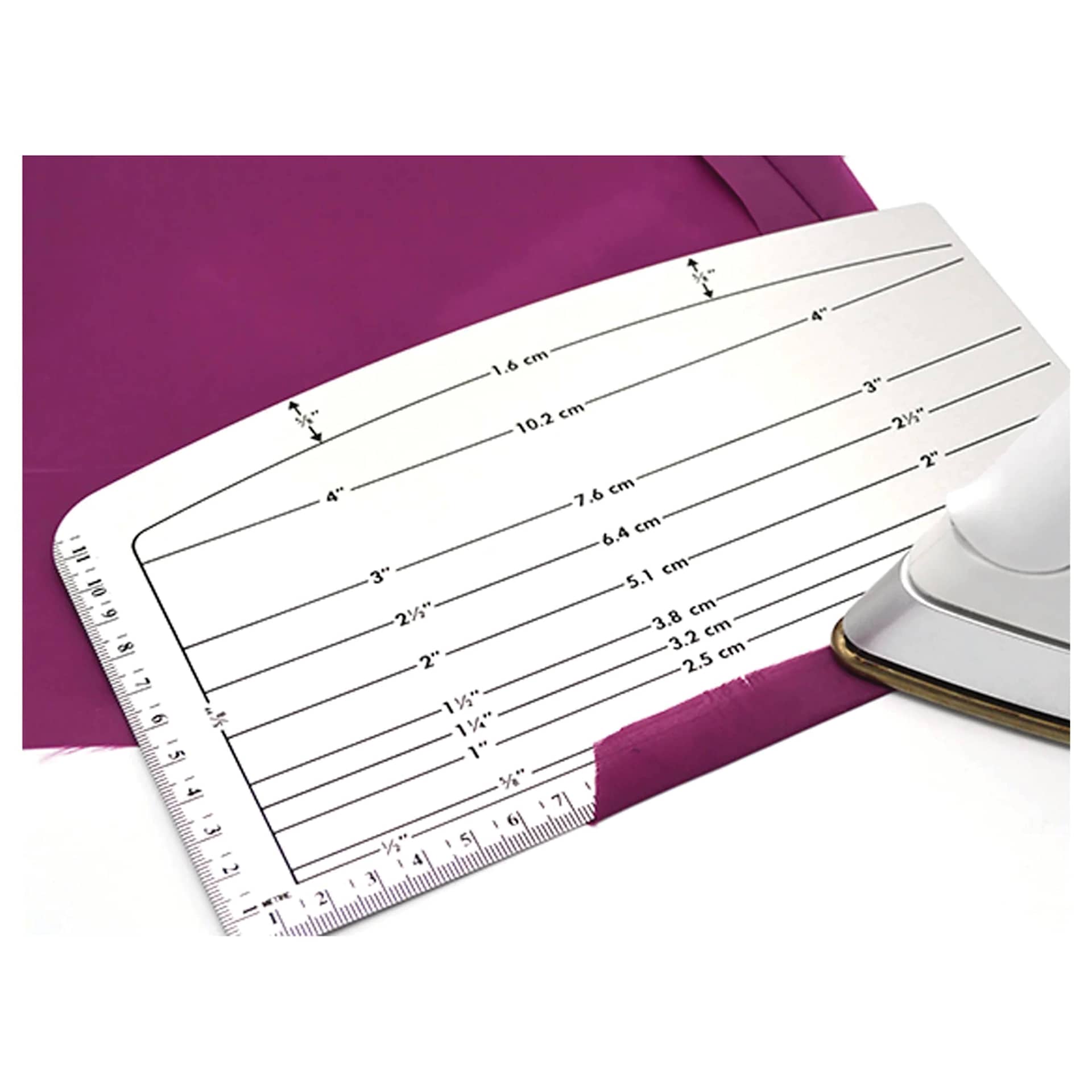 Dritz Ezy-Hem Gauge straight edge in use