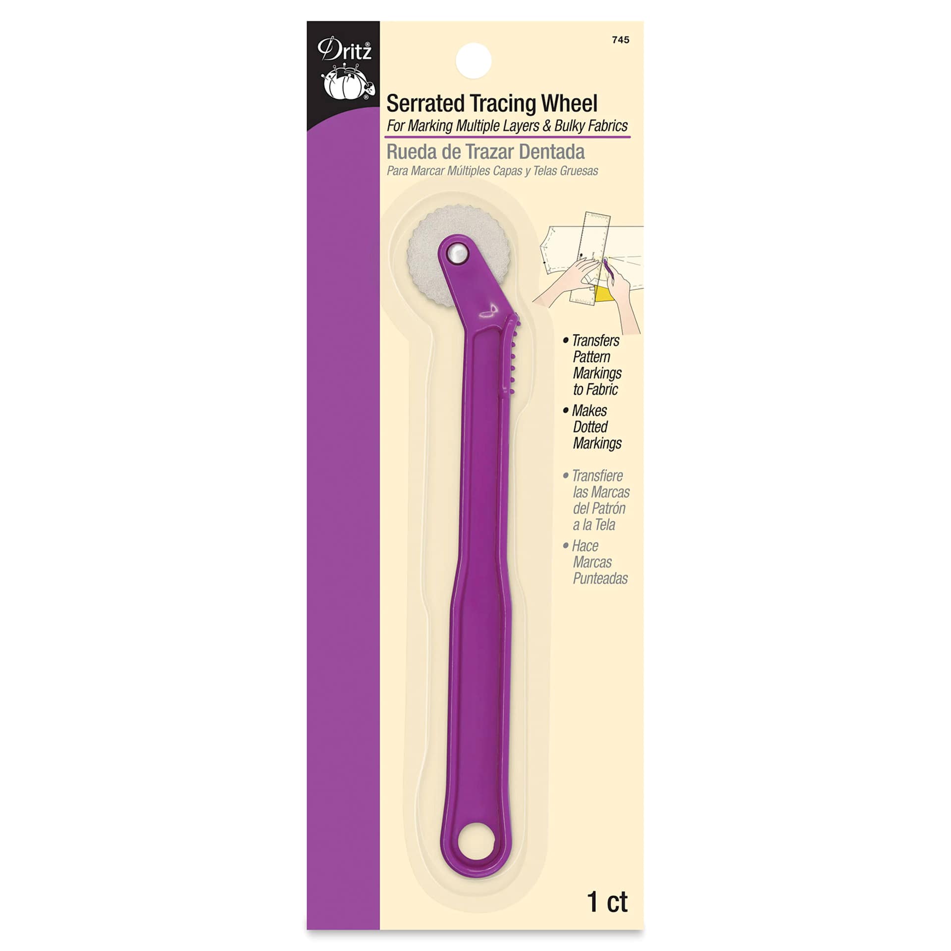 Dritz Serrated Tracing Wheel, front of the packaging