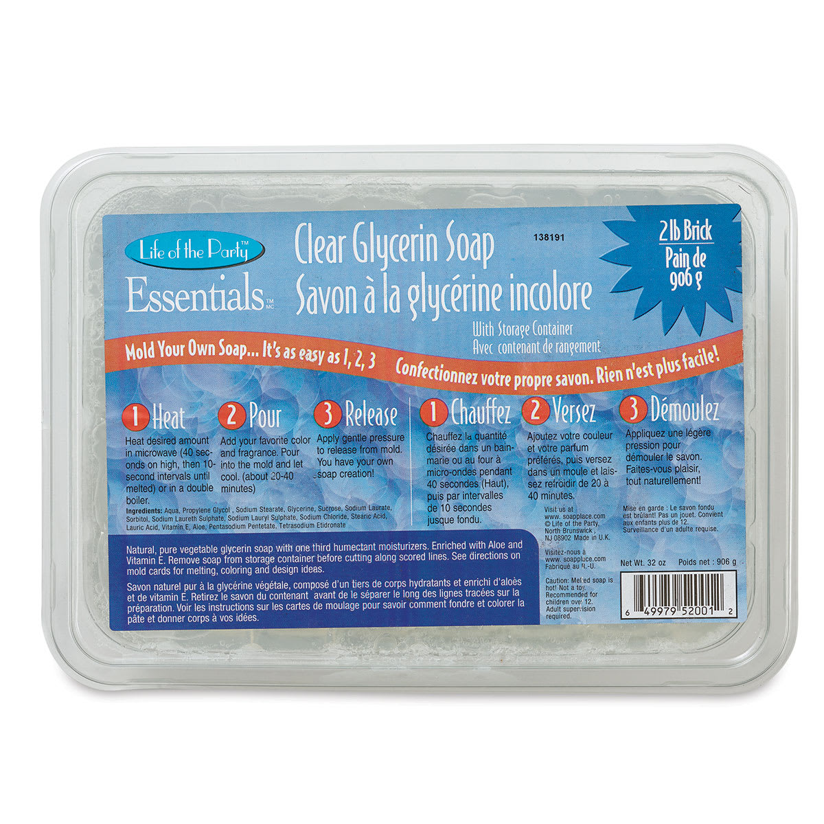 Life of the Party Glycerin Soap Base - Front of Clear Glycerin package