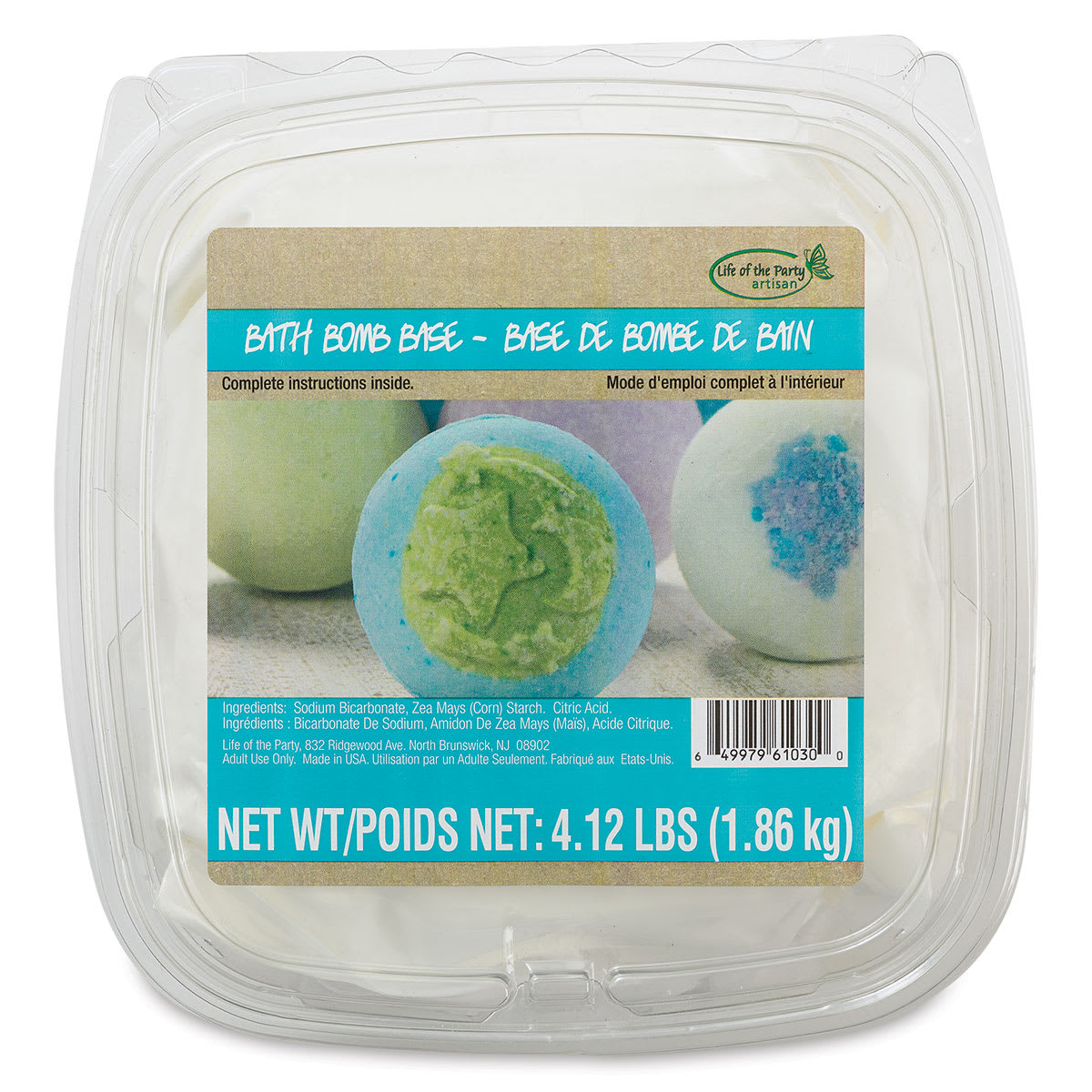 Life of the Party Bath Bomb Base - Top view of 4 lb Tub