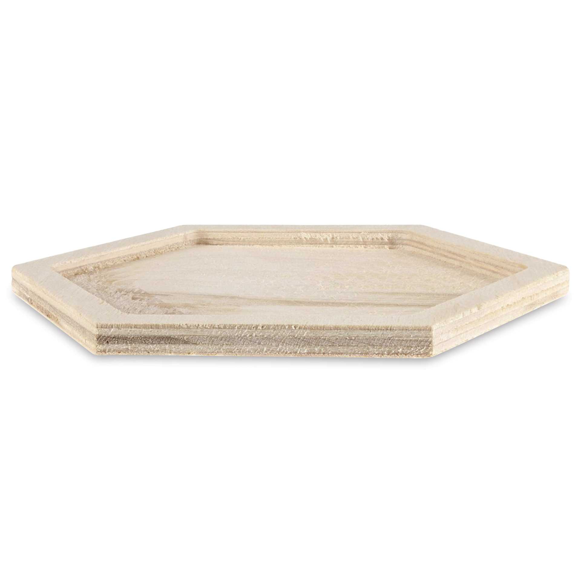 Leisure Arts Welled Wood Surface Coasters - Hexagon, 4" x 4-1/2" - side