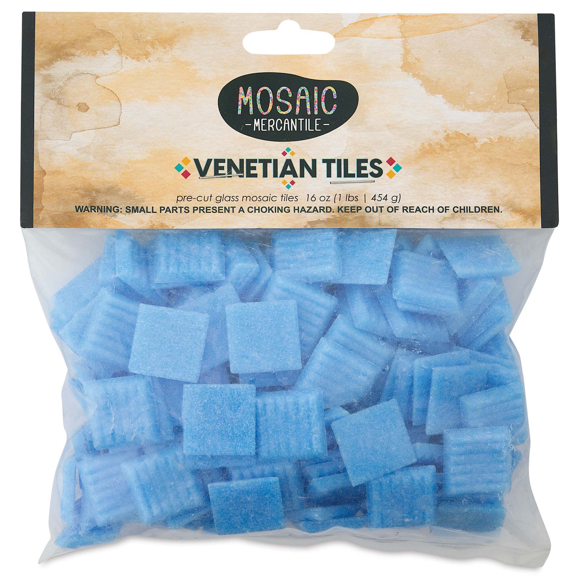 Mosaic Mercantile Venetian Tiles - Sky, 3/4", 16 oz front of packaging