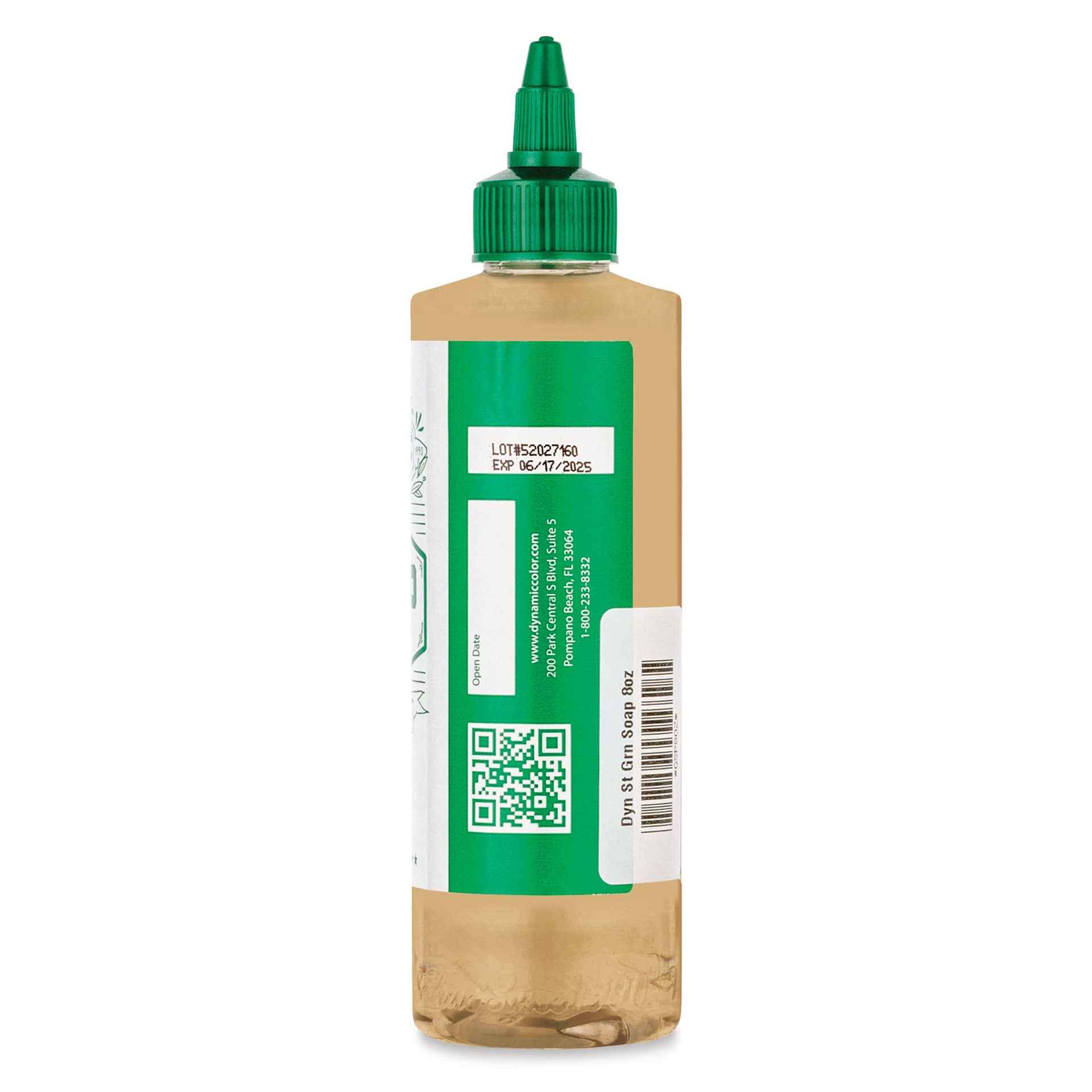 Dynamic Color Soft Green Soap - 8 oz, side of bottle