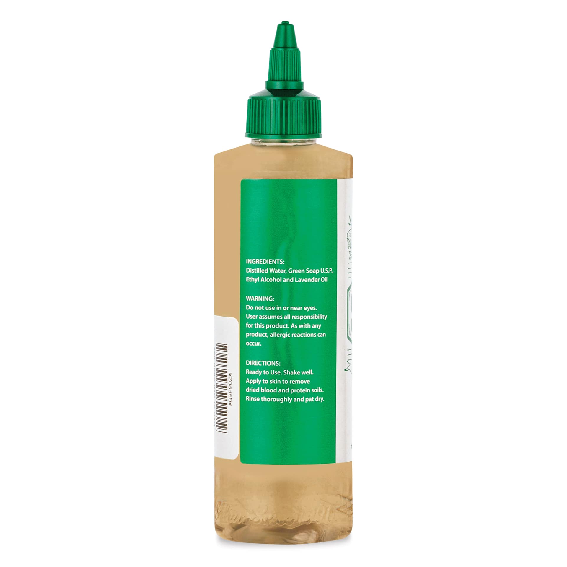 Dynamic Color Soft Green Soap - 8 oz, back of bottle
