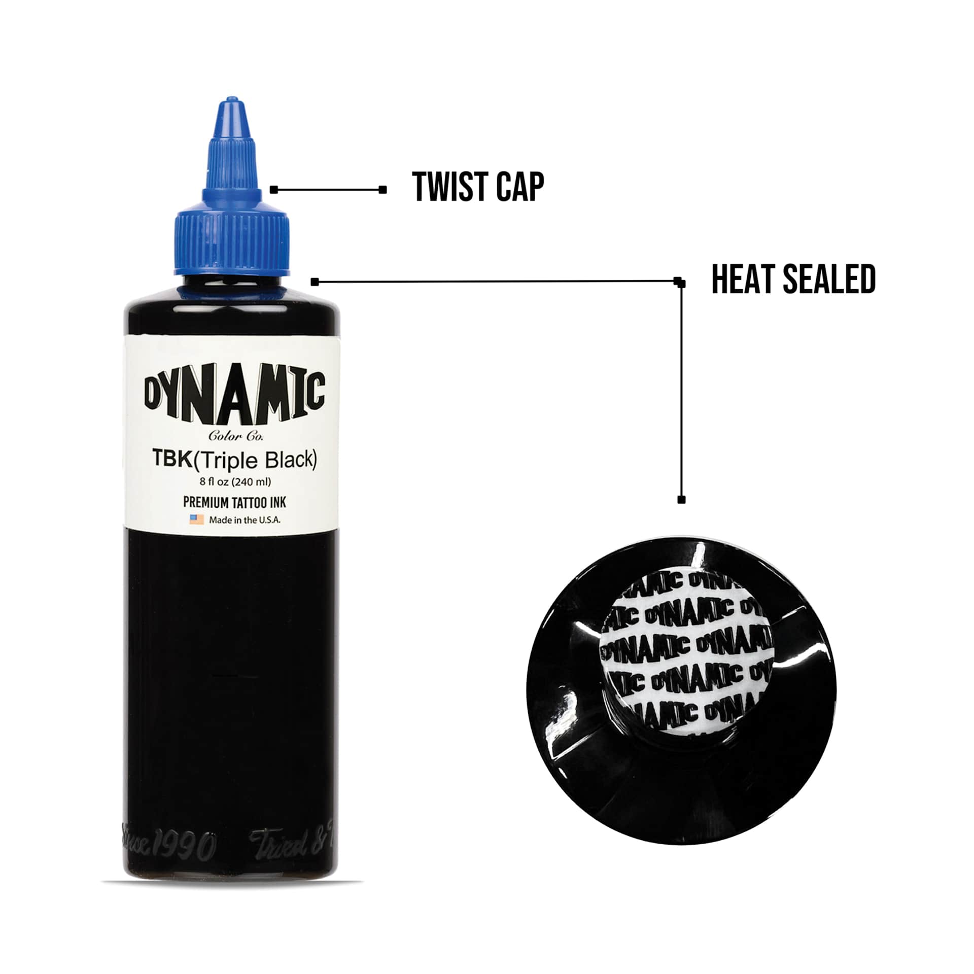 Twist Cap. Heat Sealed.