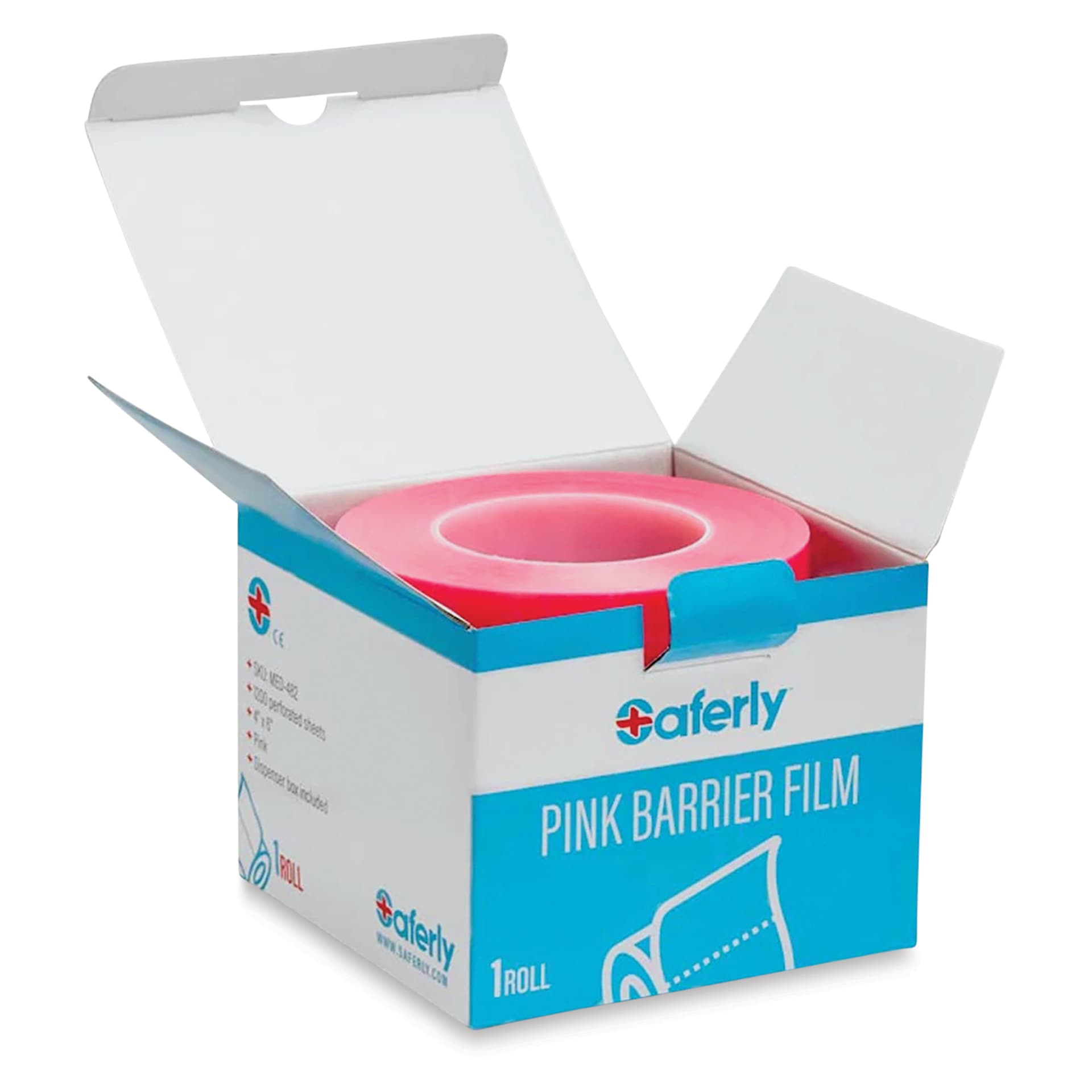 Saferly Medical Barrier Film - Pink, 4" x 6", Pkg of 1200, open packaging